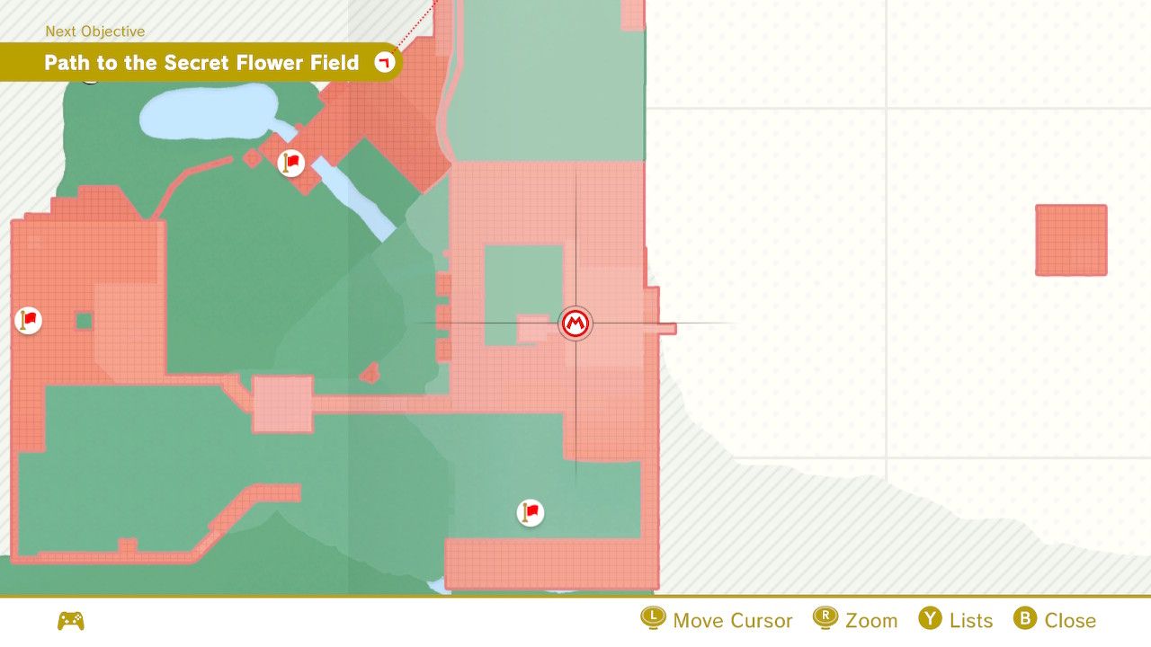 The map location of some purple coins in Super Mario Odyssey.