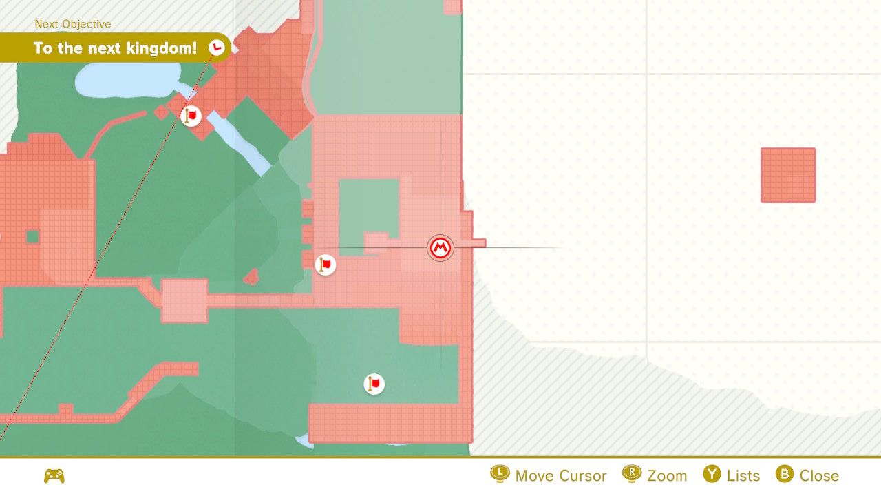 The map location of some purple coins in Super Mario Odyssey.