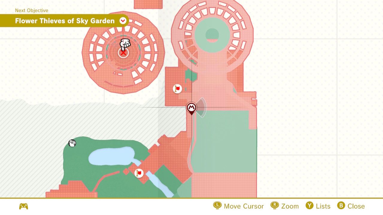 The map location of some purple coins in Super Mario Odyssey.