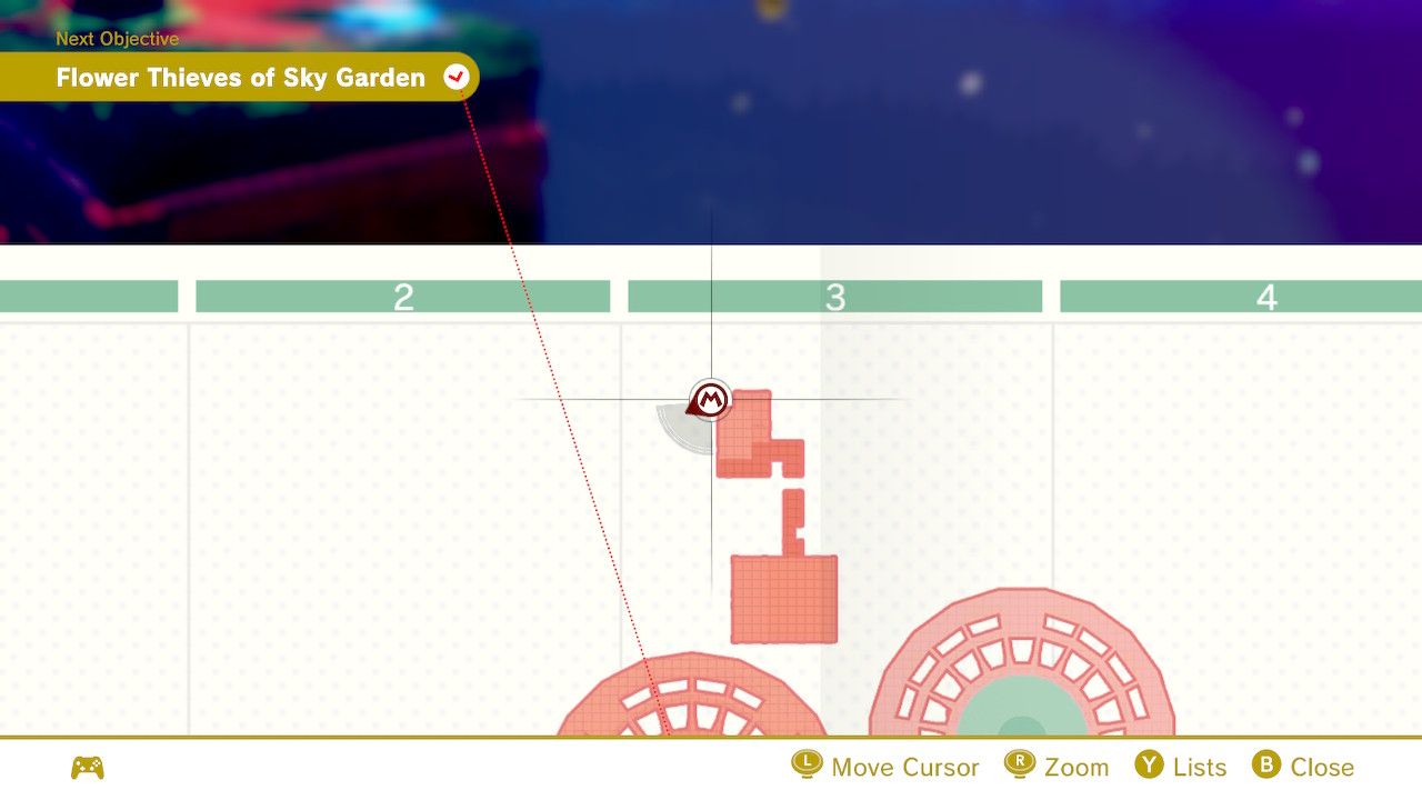 The map location of some purple coins in Super Mario Odyssey.