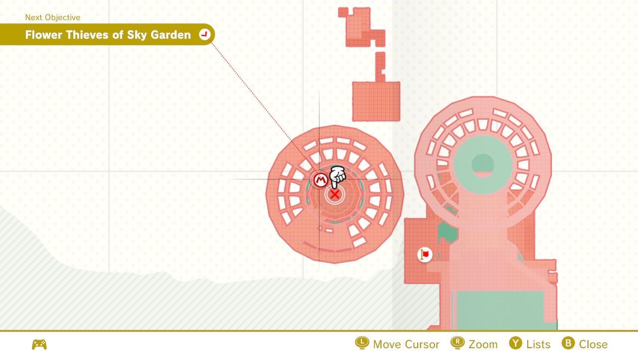 The map location of some purple coins in Super Mario Odyssey.