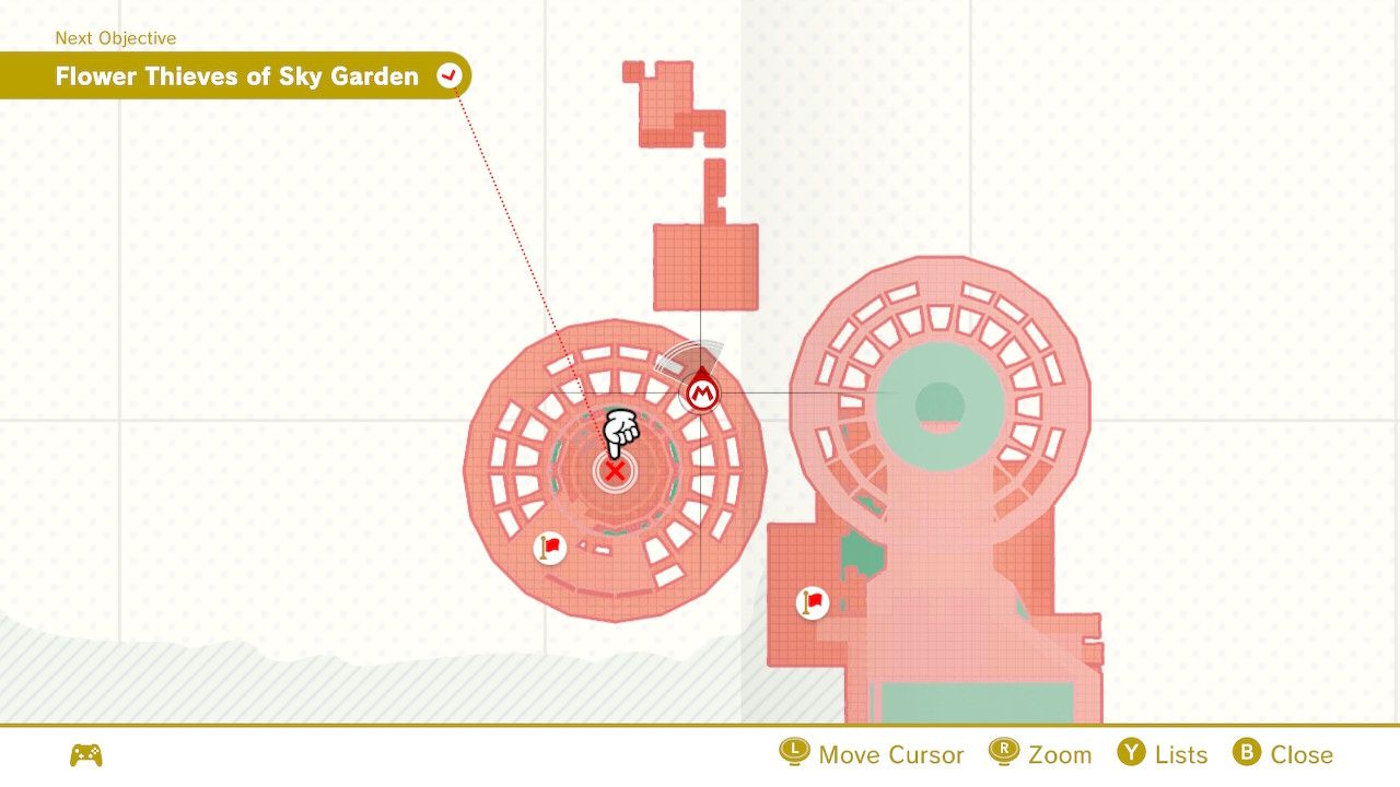 The map location of some purple coins in Super Mario Odyssey.