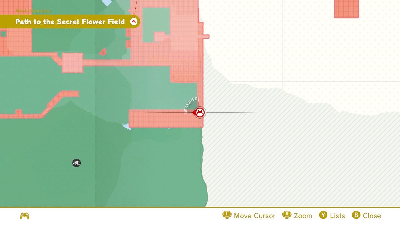 The map location of some purple coins in Super Mario Odyssey.
