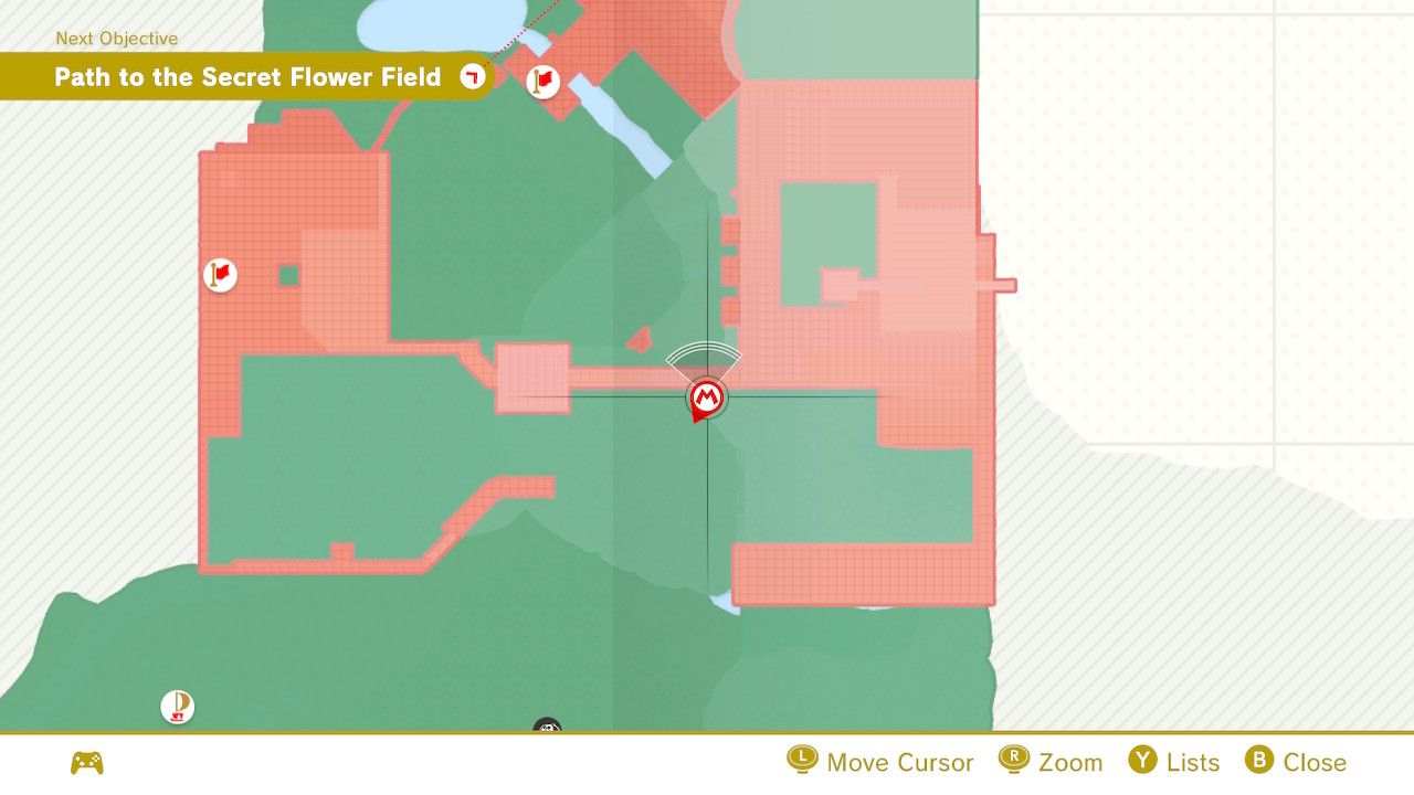 The map location of some purple coins in Super Mario Odyssey.