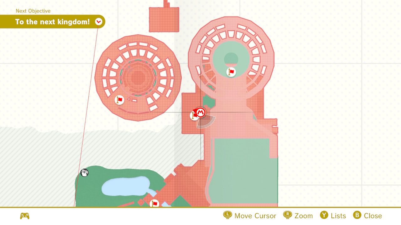 The map location of some purple coins in Super Mario Odyssey.