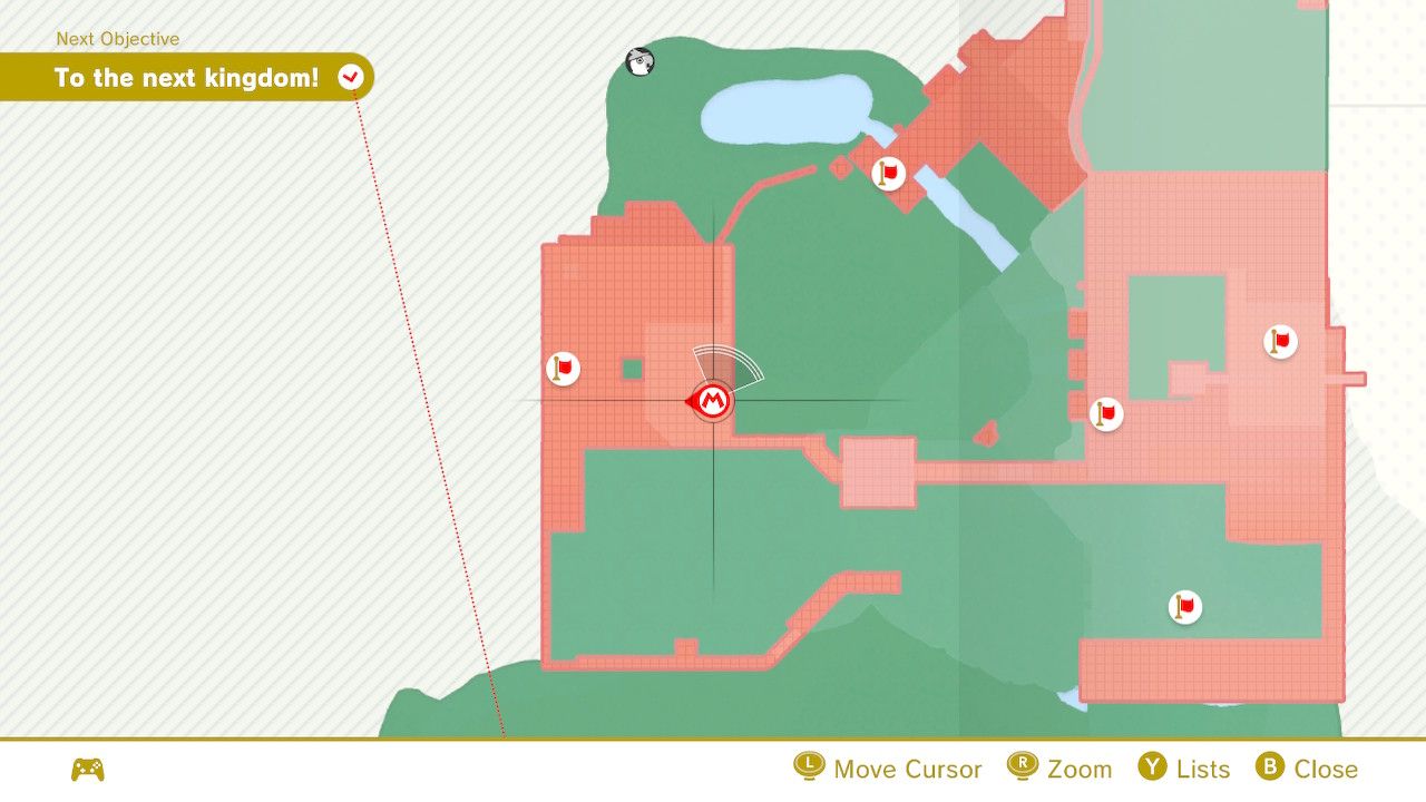 The map location of some purple coins in Super Mario Odyssey.