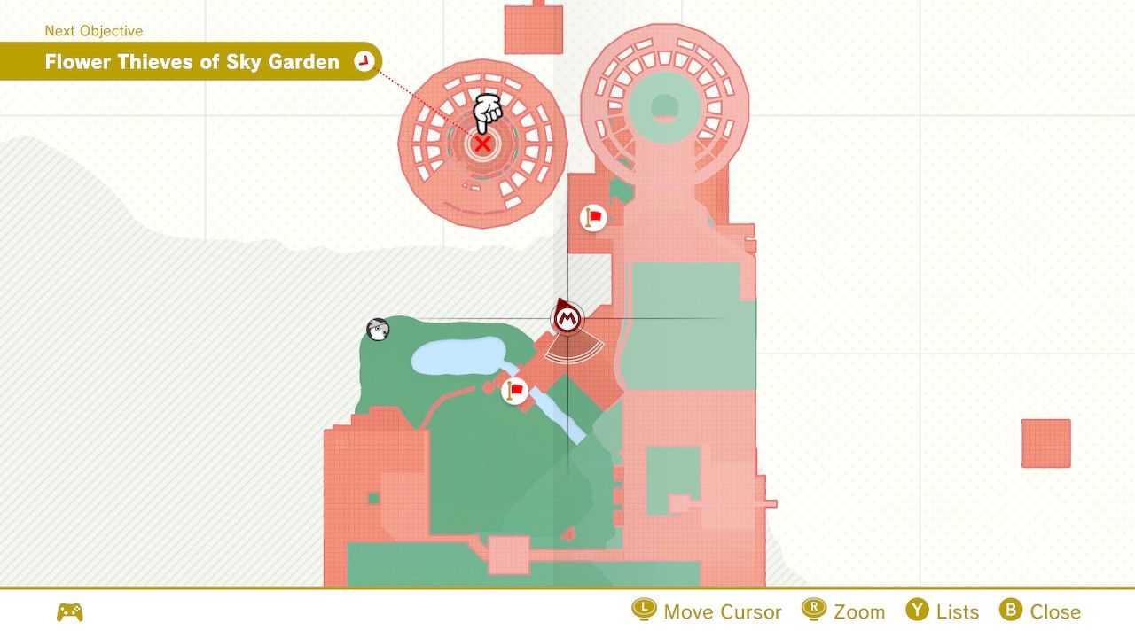 The map location of some purple coins in Super Mario Odyssey.