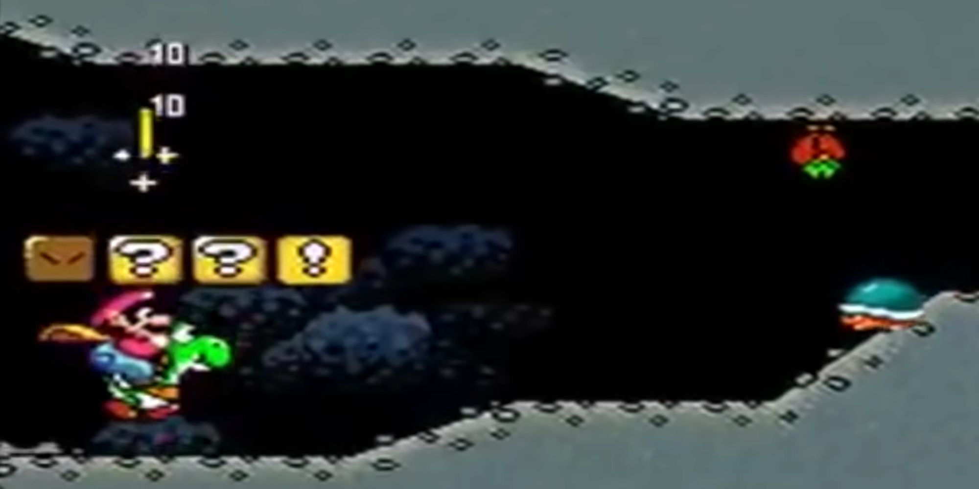 Super Mario World Screenshot Of Mario On Yoshi Underground At The Edge Of Screen