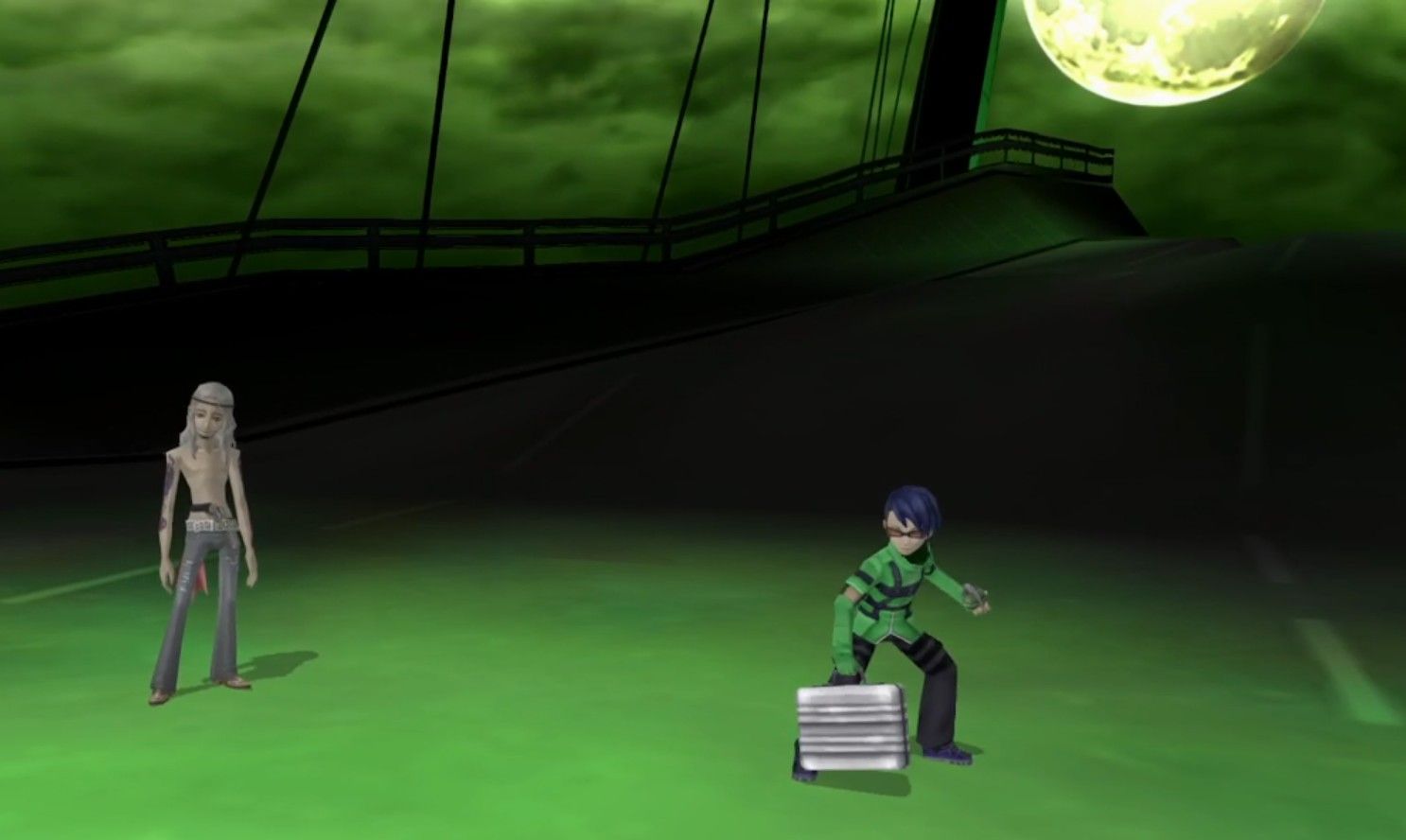 takaya and jin just before they battle sees on the moonlight bridge in persona 3 portable