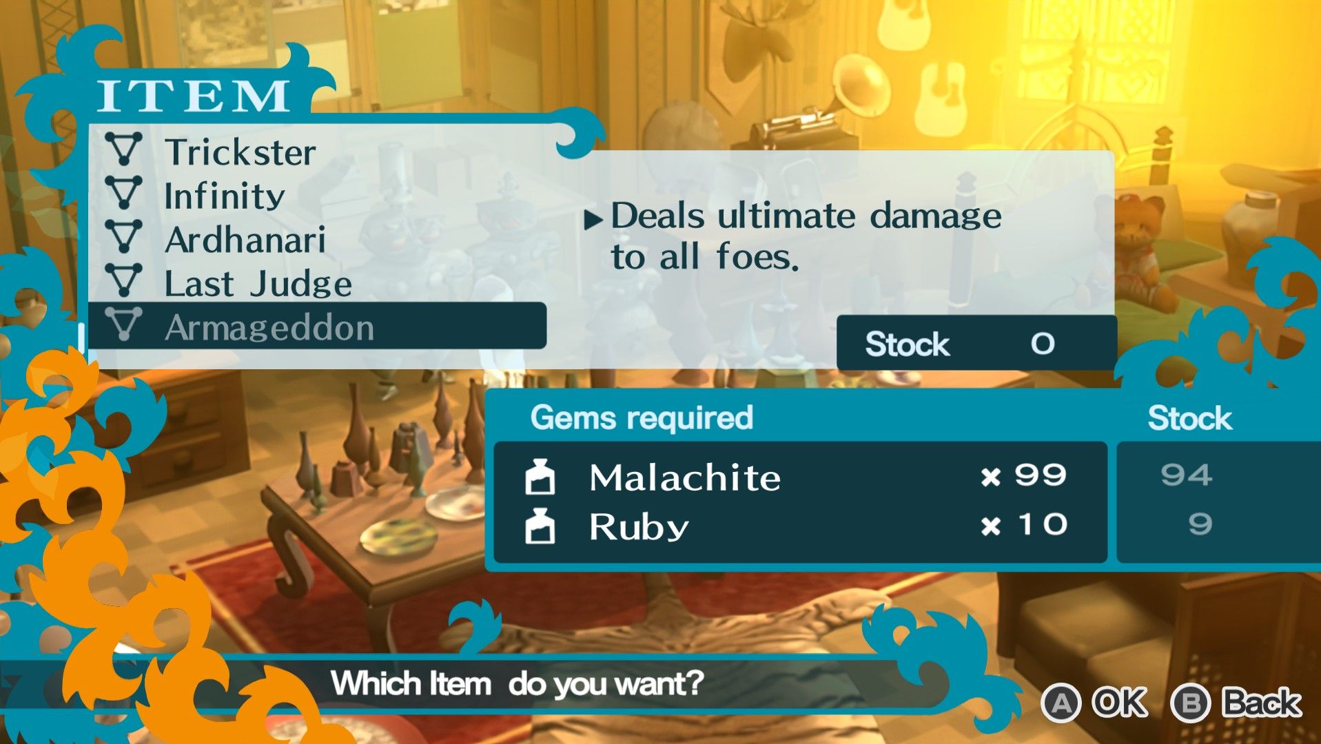 the armageddon fusion spell at shinshoudo antiques in persona 3 portable