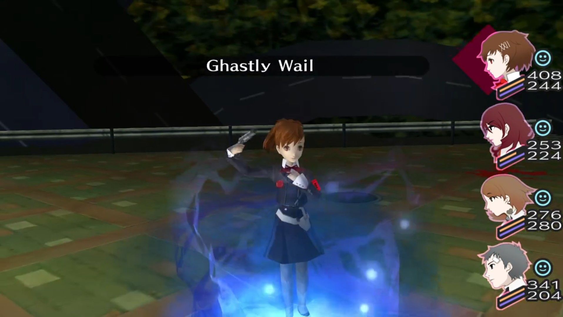 the female protagonist casting ghastly wail in persona 3 portable