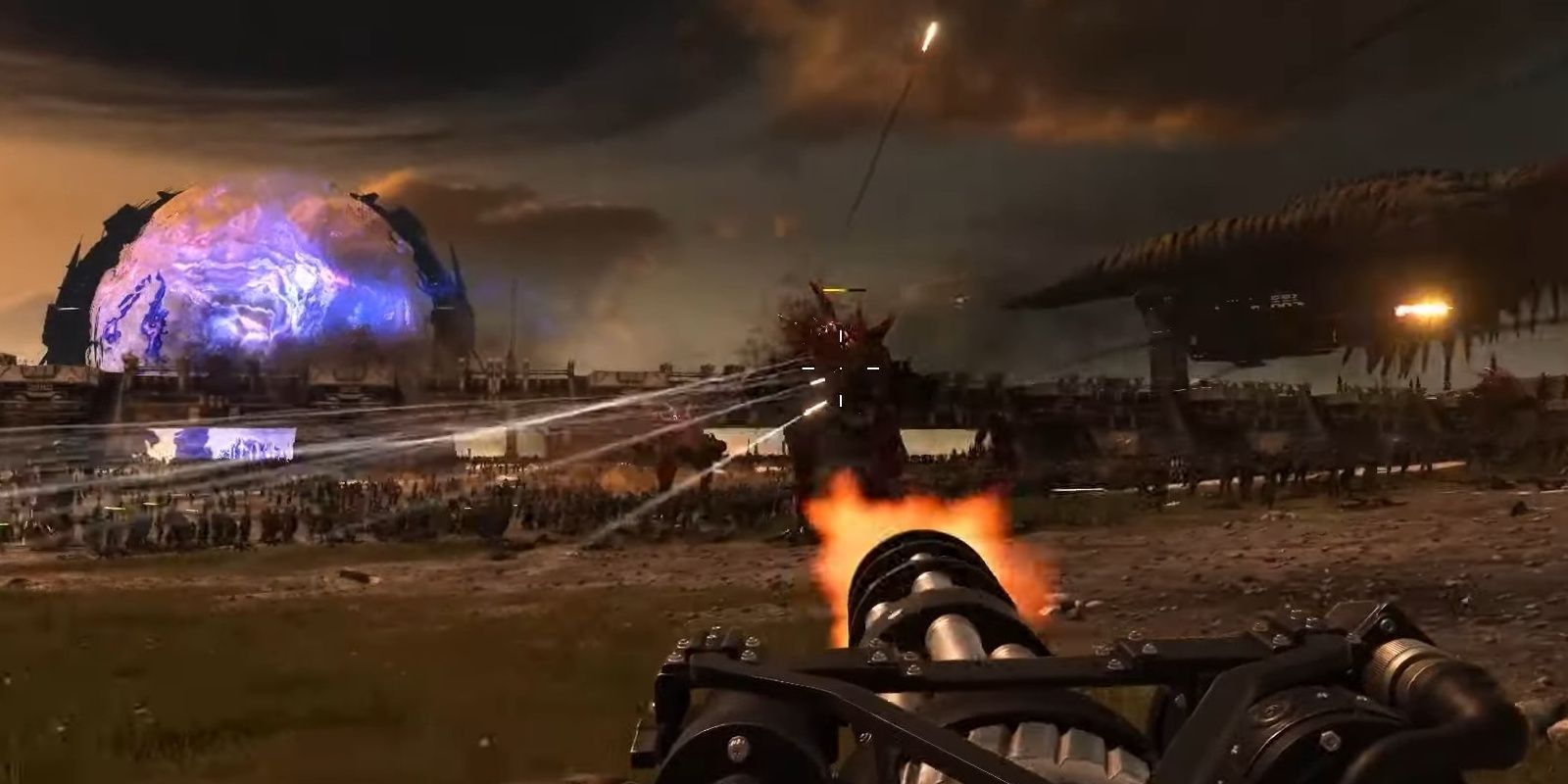 The opening prologue to Serious Sam 4 with a huge battle.