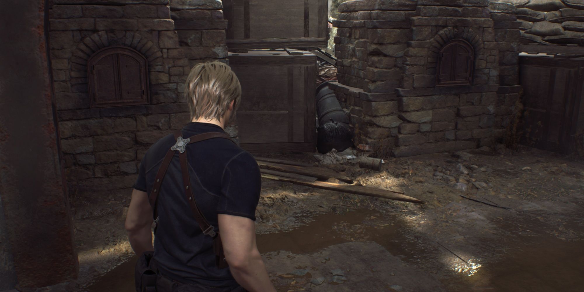 The run-down building area in the Resident Evil 4 remake.
