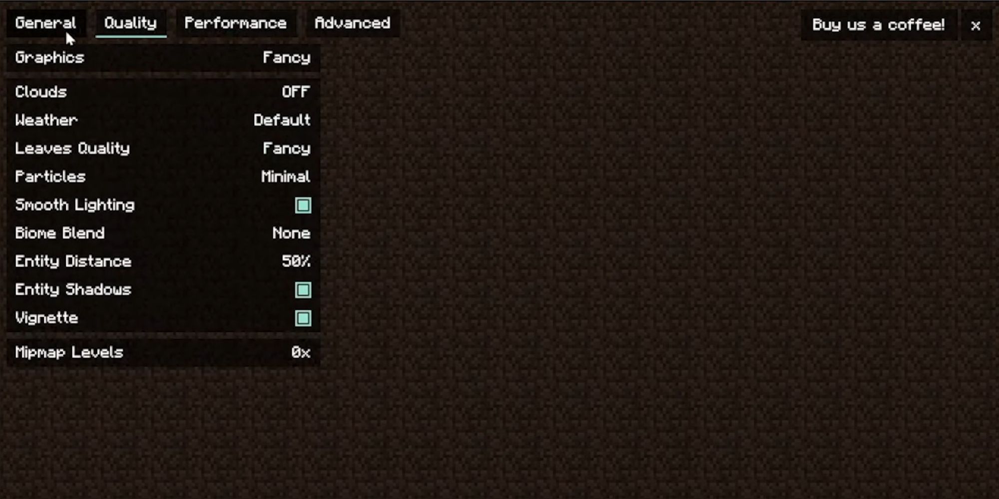 The Sodium mod menu in Minecraft