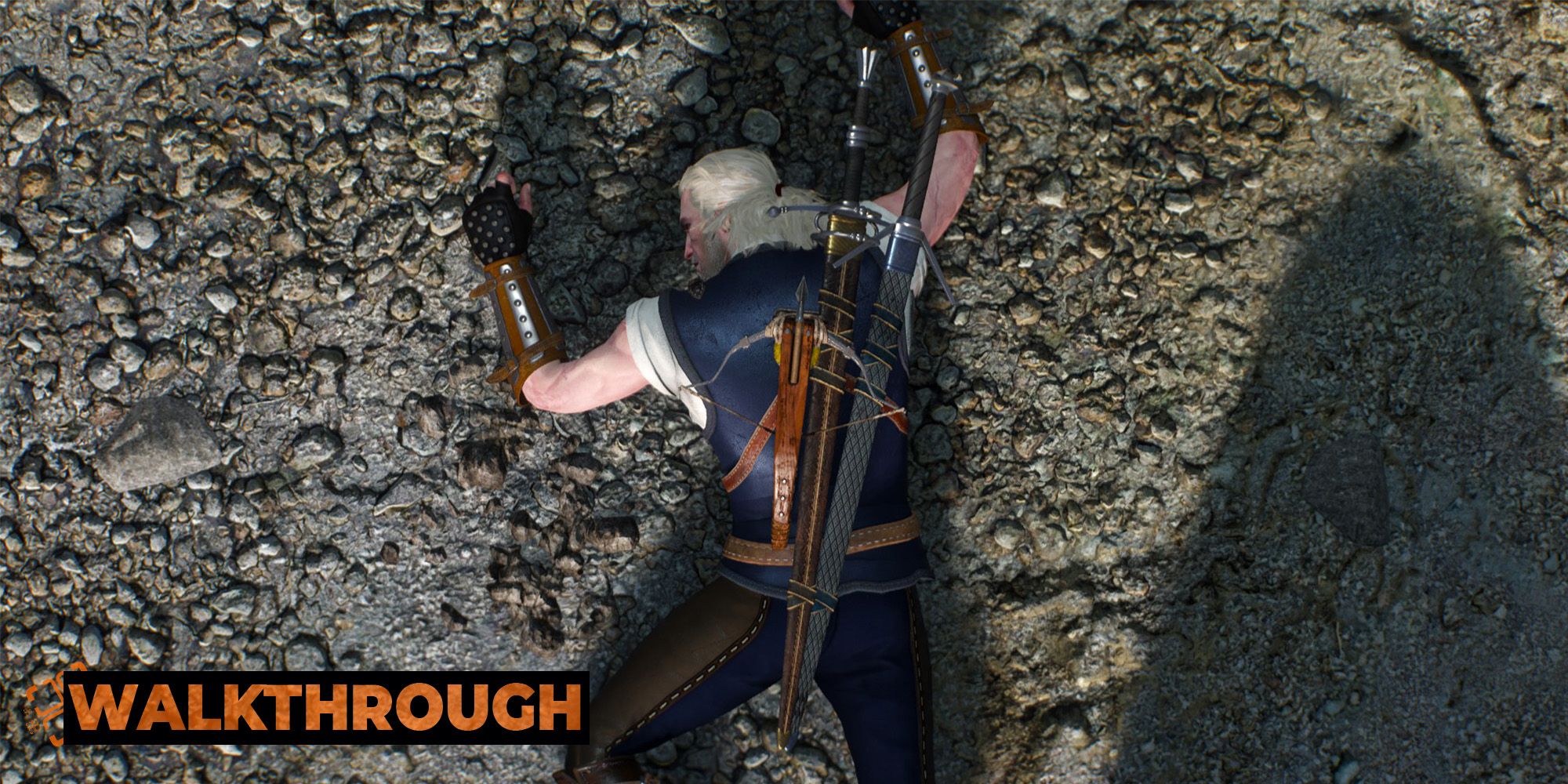 Geralt lays face-down in the ground, having recently washed ashore.