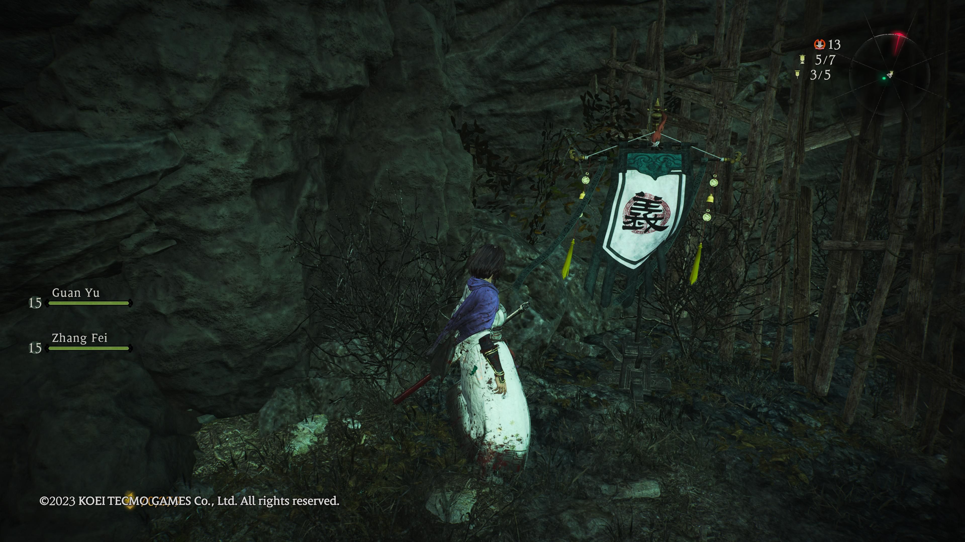 Wo Long: Fallen Dynasty - our character stands near the third marking flag location in the third mission