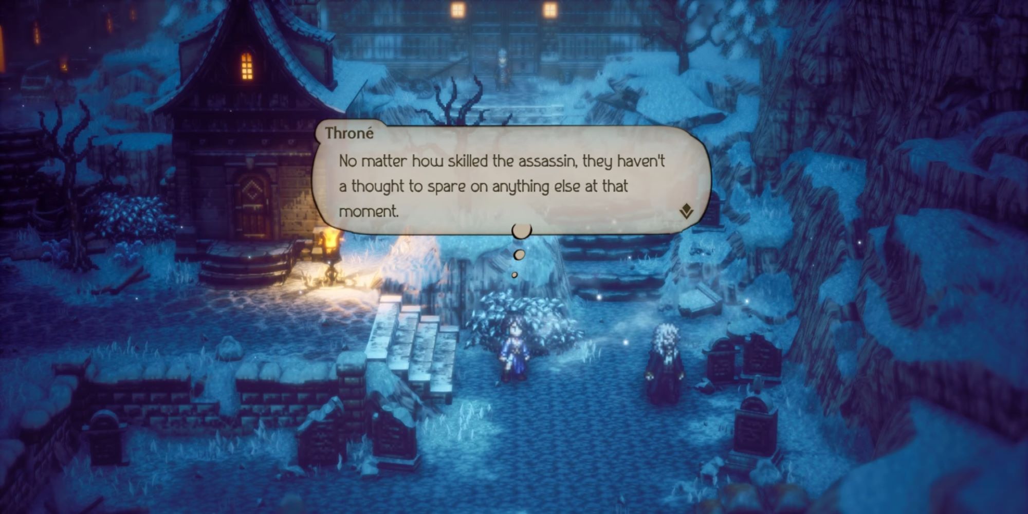 Throné planning her Father's assassination from Octopath Traveler 2