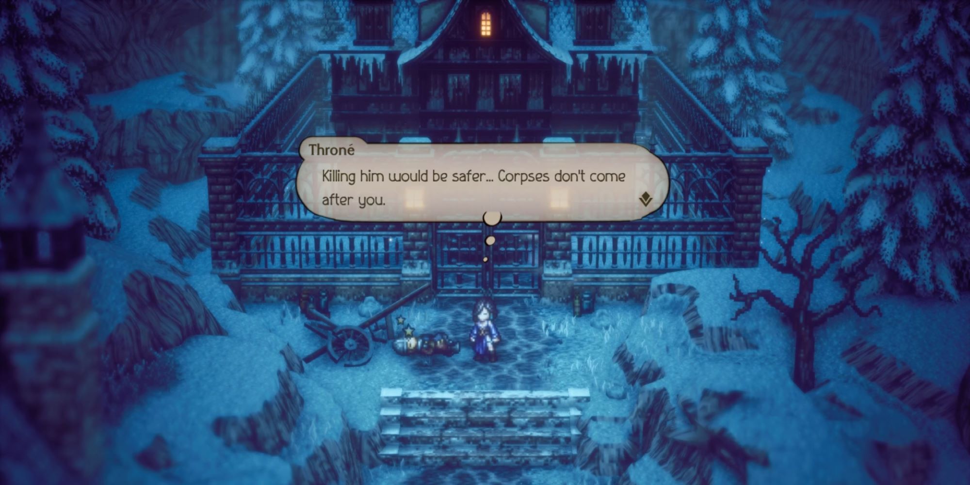Throne from Octopath Traveler II after killing a lookout