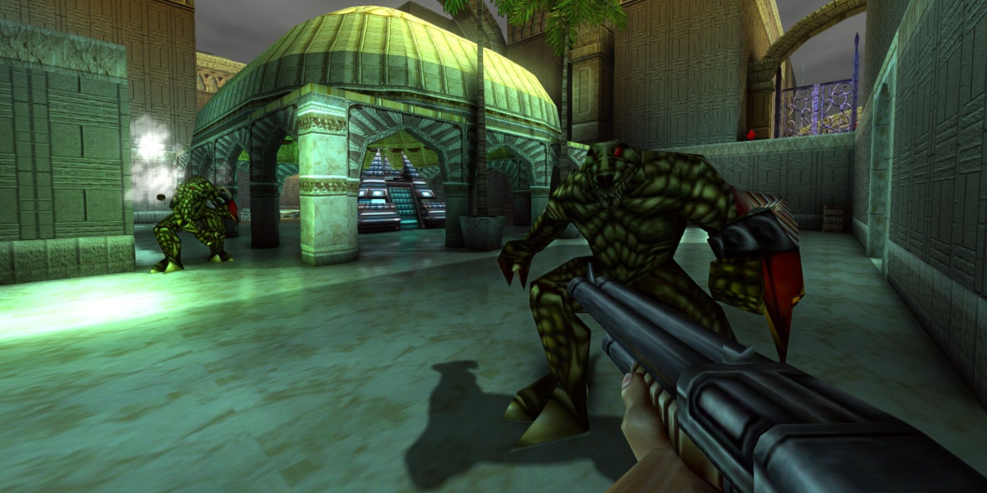 Turok fighting a Dinosoid