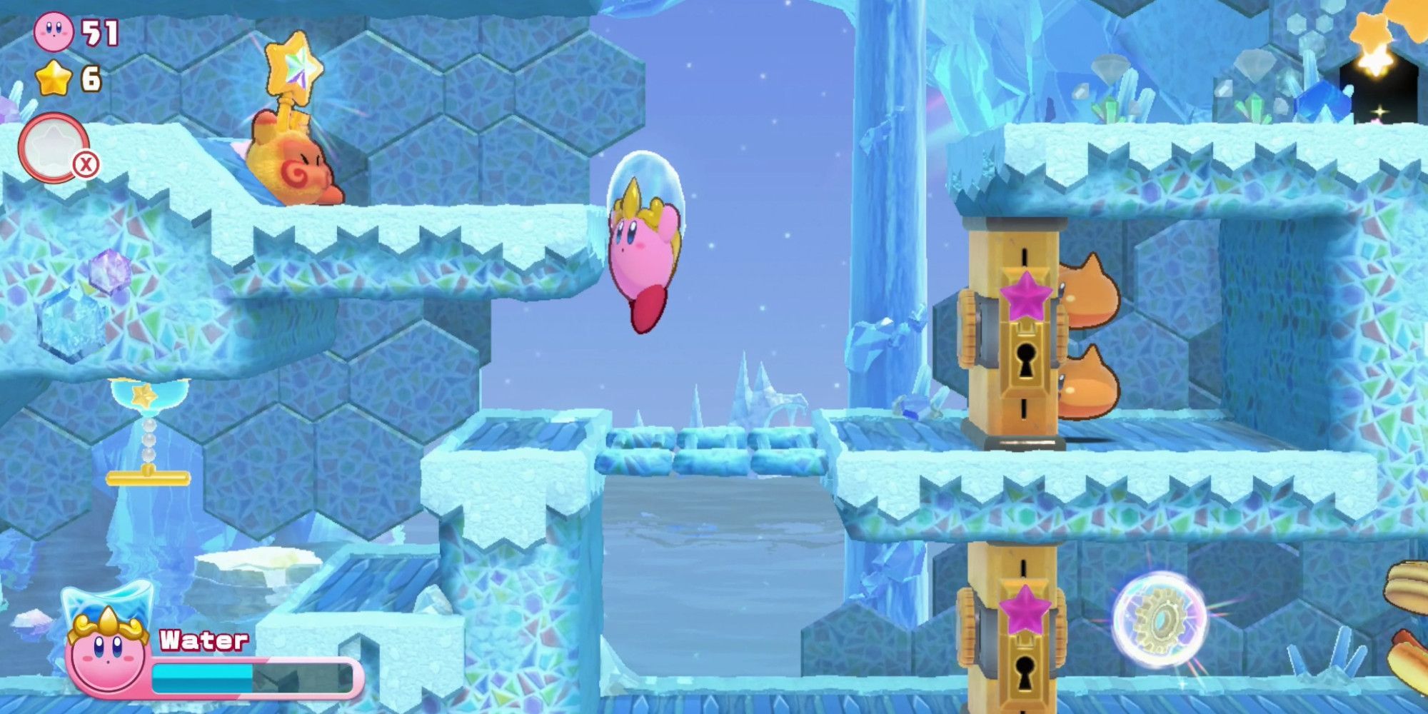 Water Kirby Traversing Through A Level