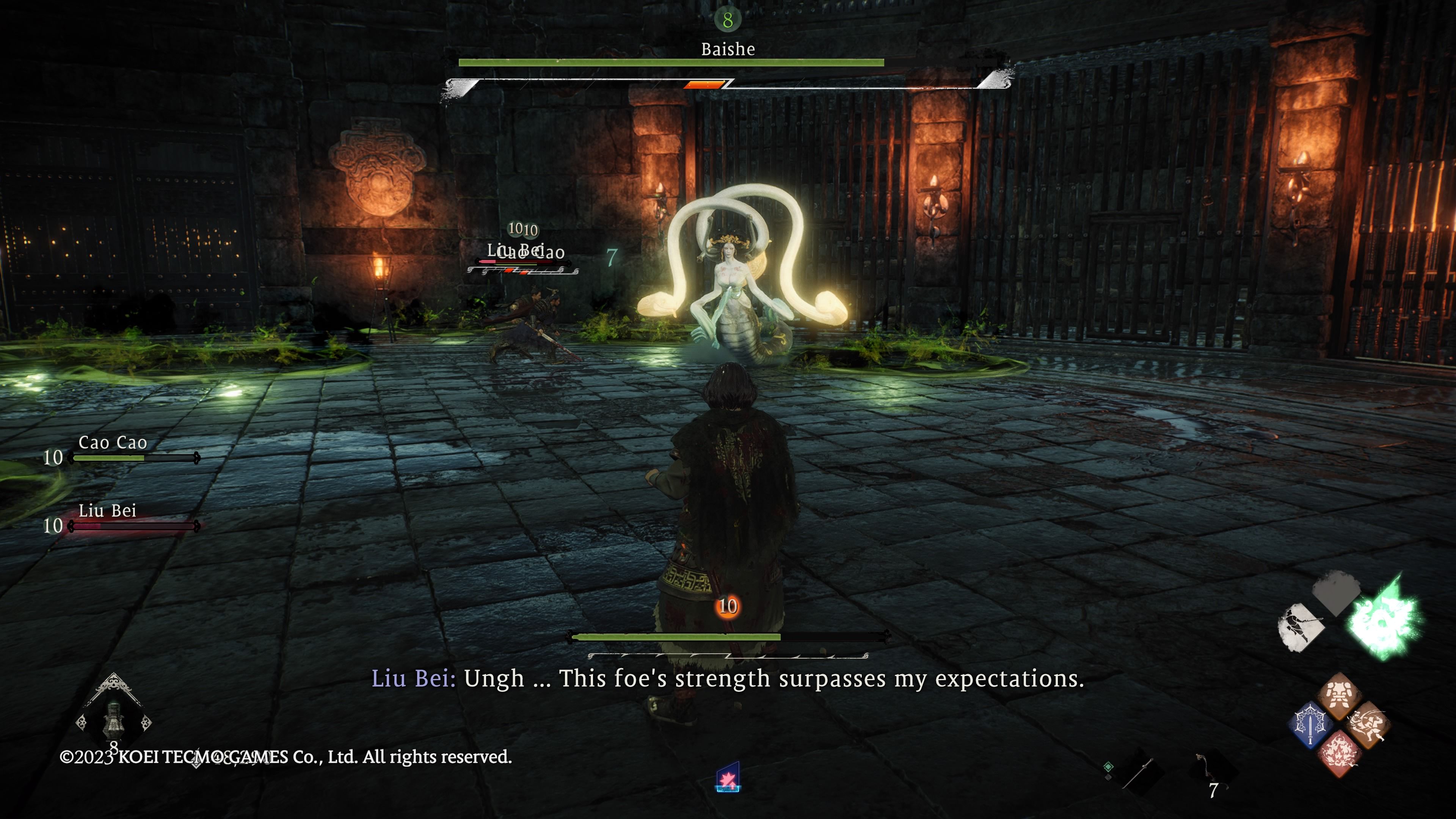 Wo Long Fallen Dynasty - Baishe using poison in her boss fight arena