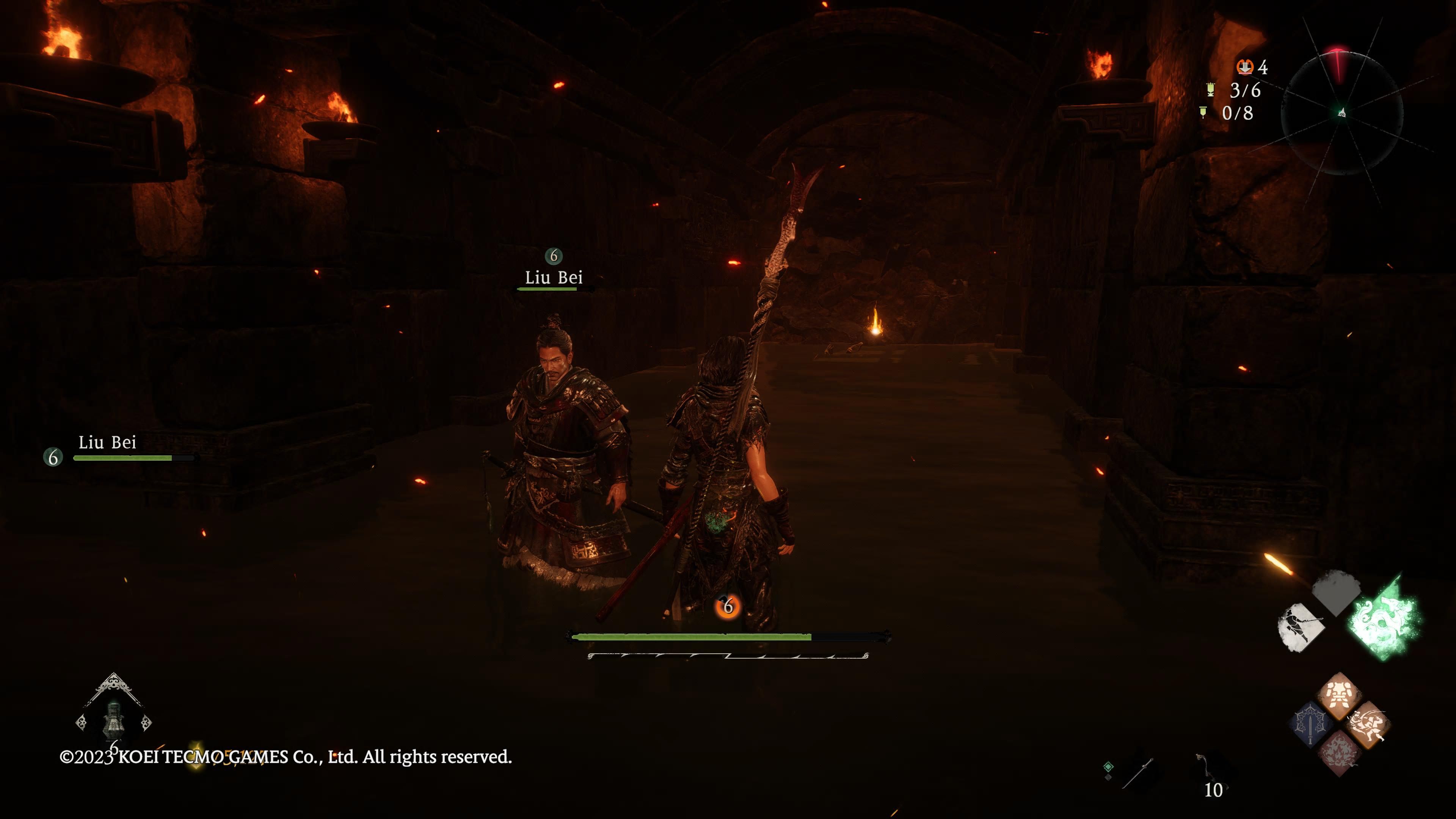 Wo Long: Fallen Dynasty - our character looks down a tunnel filled with water, spotting an item at the other end