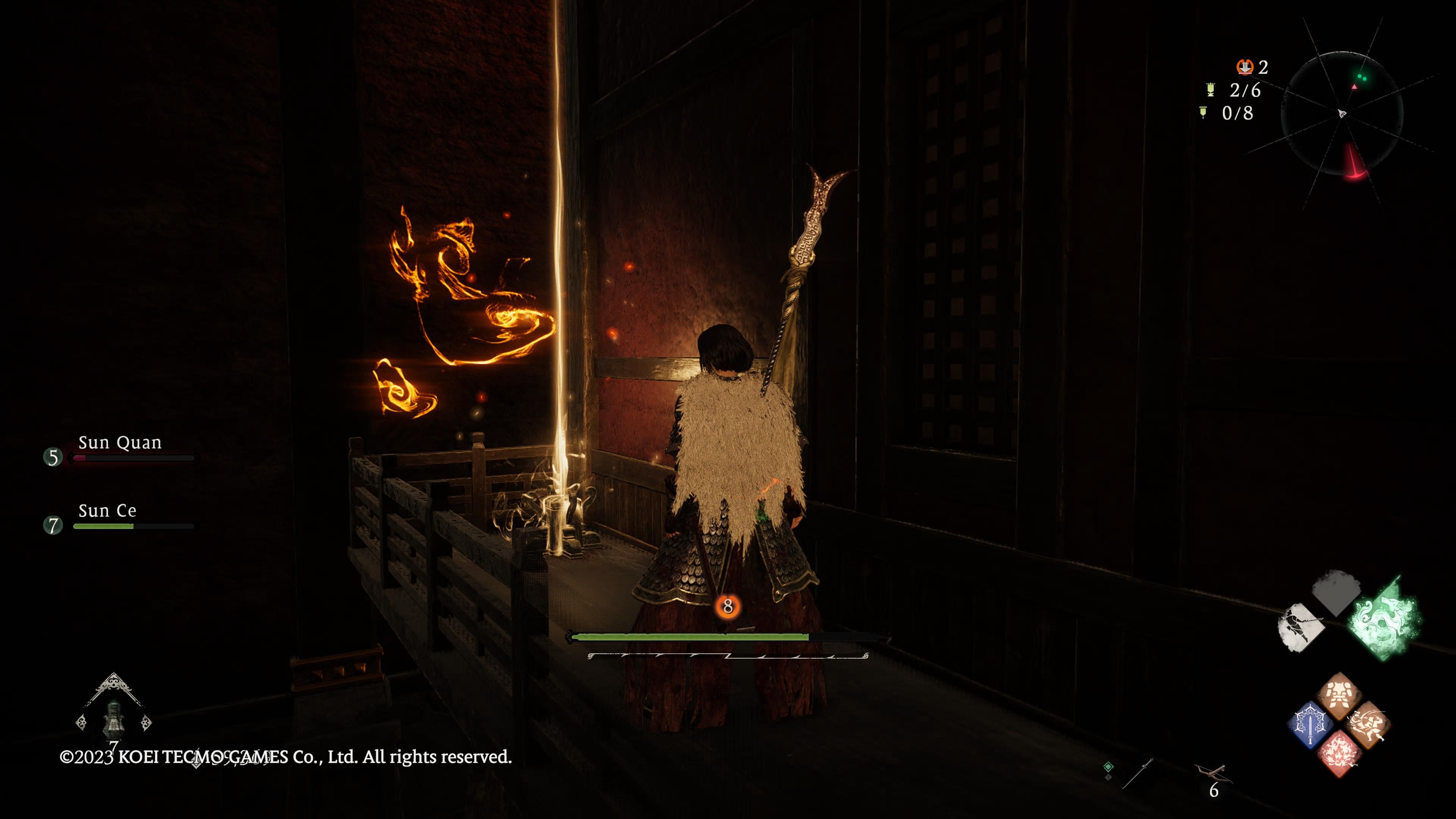 Wo Long: Fallen Dynasty - finding the first marking flag on a balcony in tyrant's final banquet