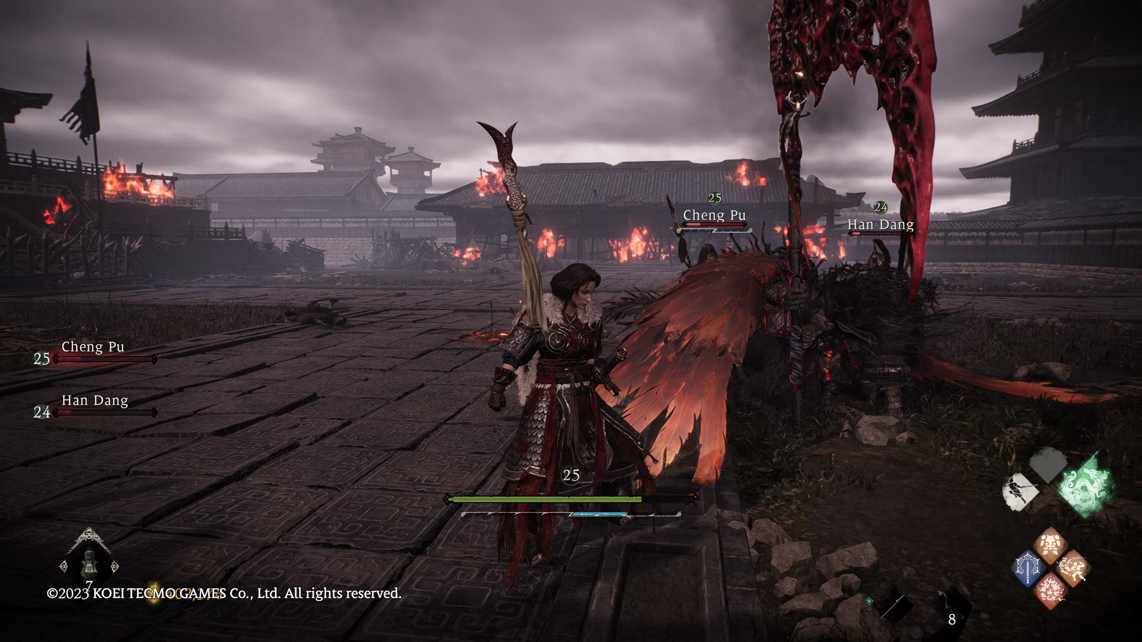Wo Long: Fallen Dynasty - Xiahou Dun has his stance broken, leaving him vulnerable