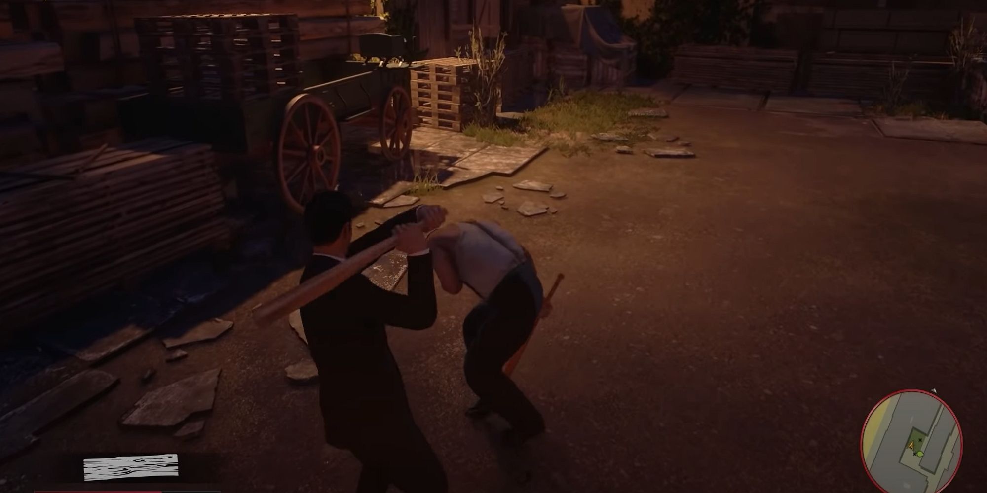 fighting with a wooden plank in Mafia: DE 
