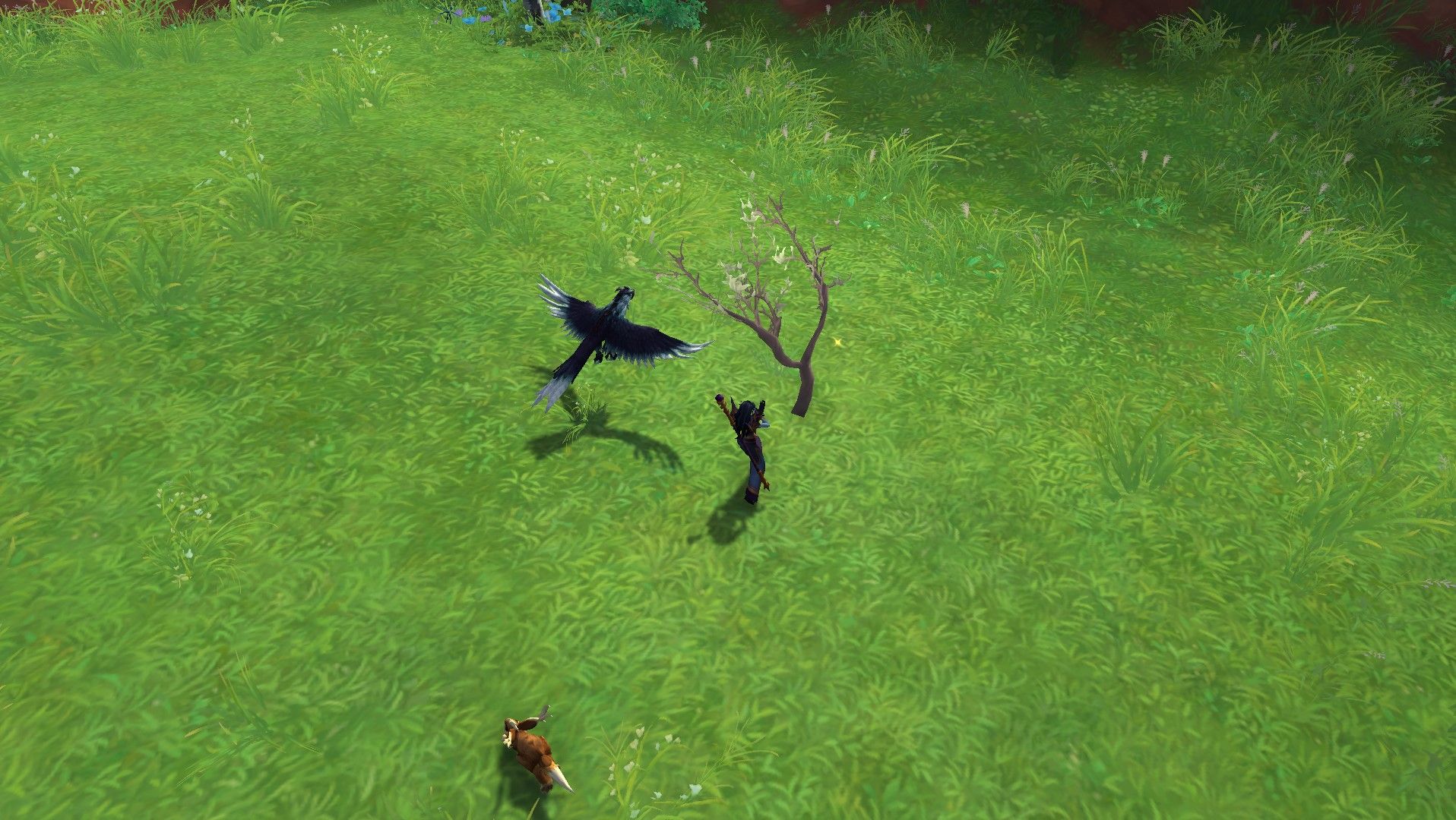 Hunting for creature tracks during a Grand Hunt in World of Warcraft.
