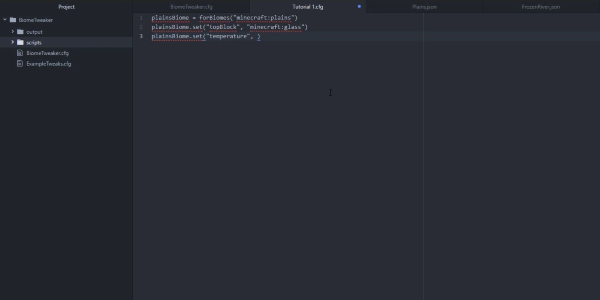 Writing custom scripts for Minecraft via BiomeTweaker