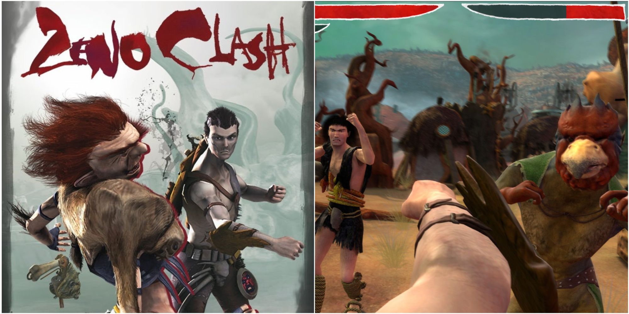 Xeno Clash box art and gameplay