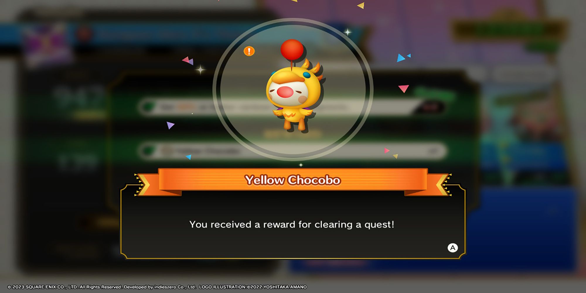 A moogle dressed like a feathery yellow chocobo in Theatrhythm: Final Bar Line.