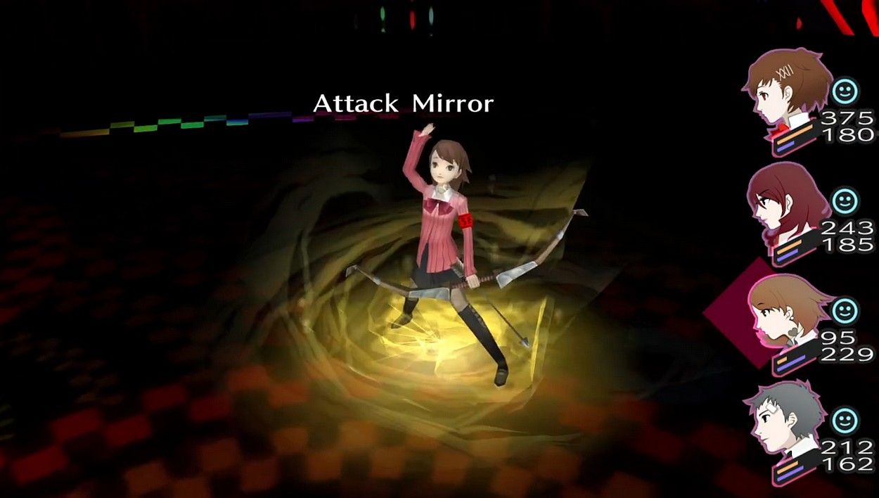 yukari using an attack mirror in persona 3 portable