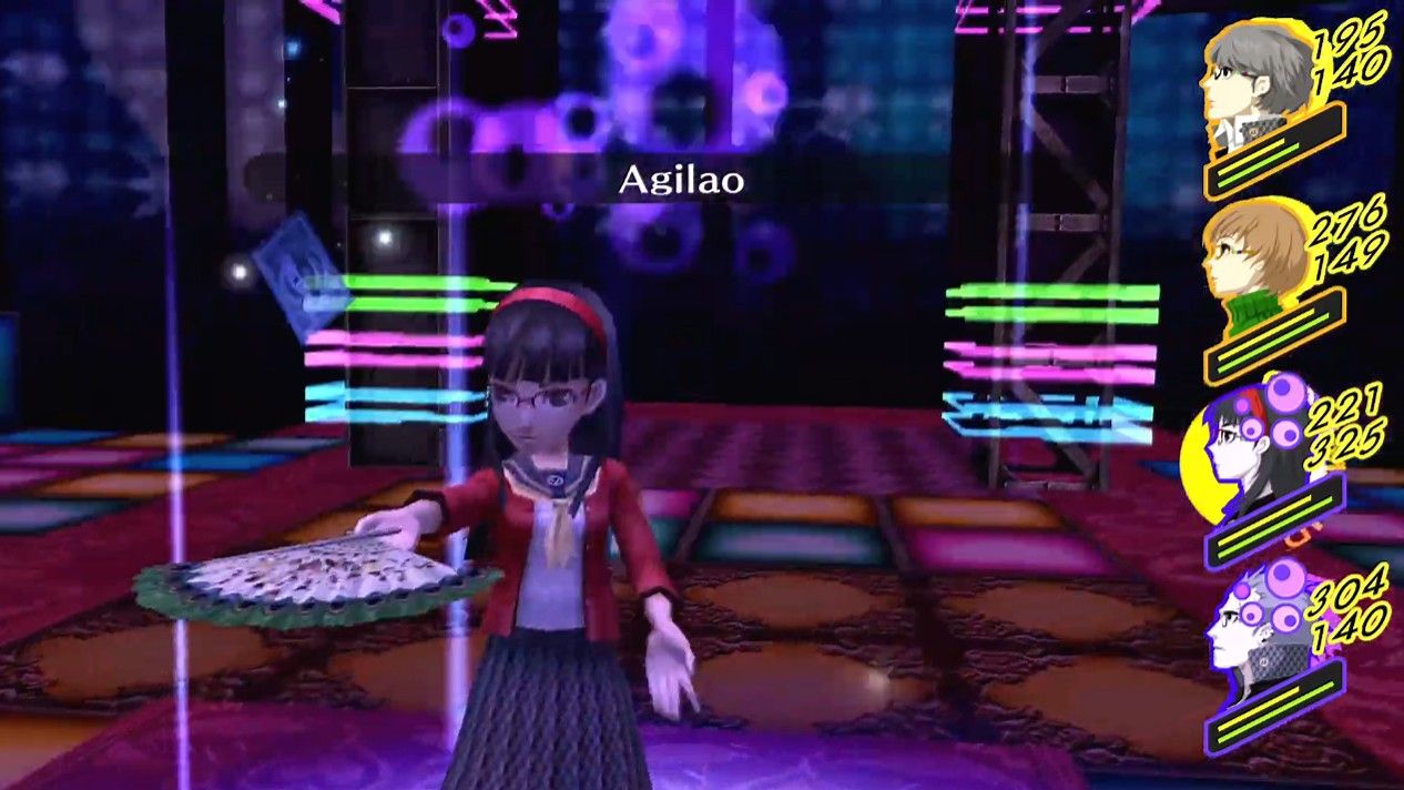 yukiko amagi casting agilao in the battle against amorous snake in persona 4 golden
