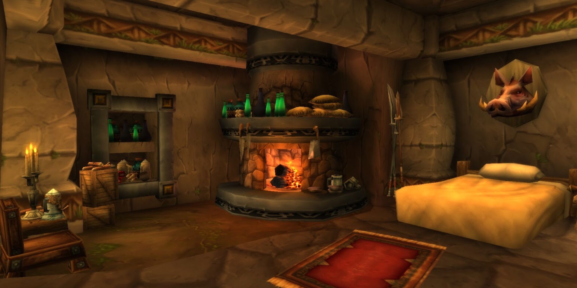 Fireplace In A Cosy Dwarven Bedroom