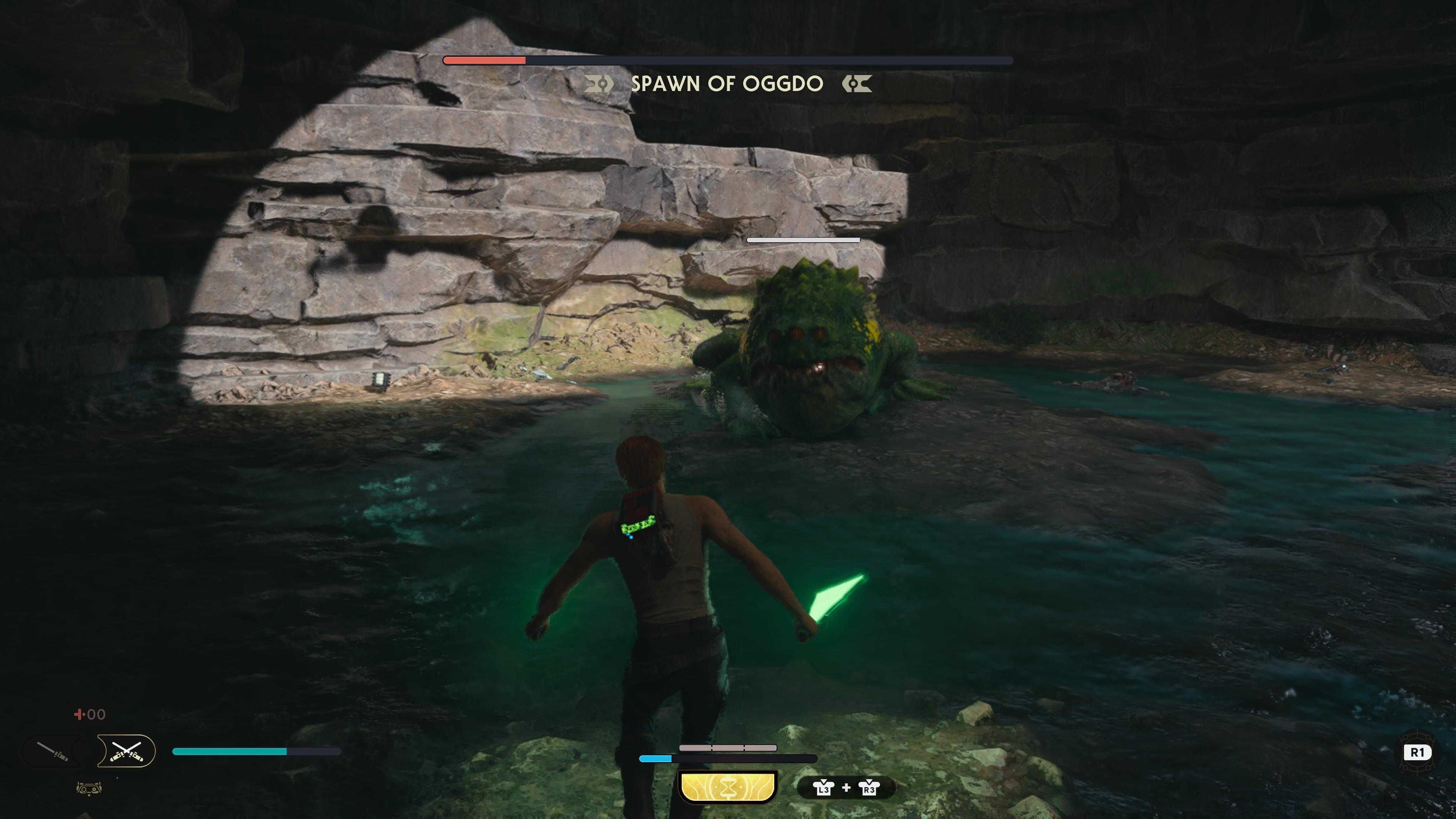Cal fighting the Spawn of Oggdo Bogdo in Jedi: Survivor.