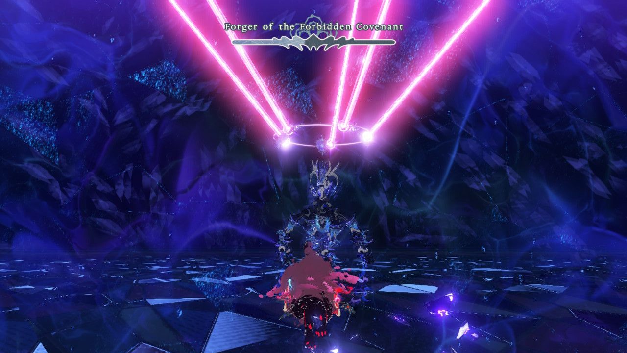Morgana Summons Several Lasers That Join Above Head Into One