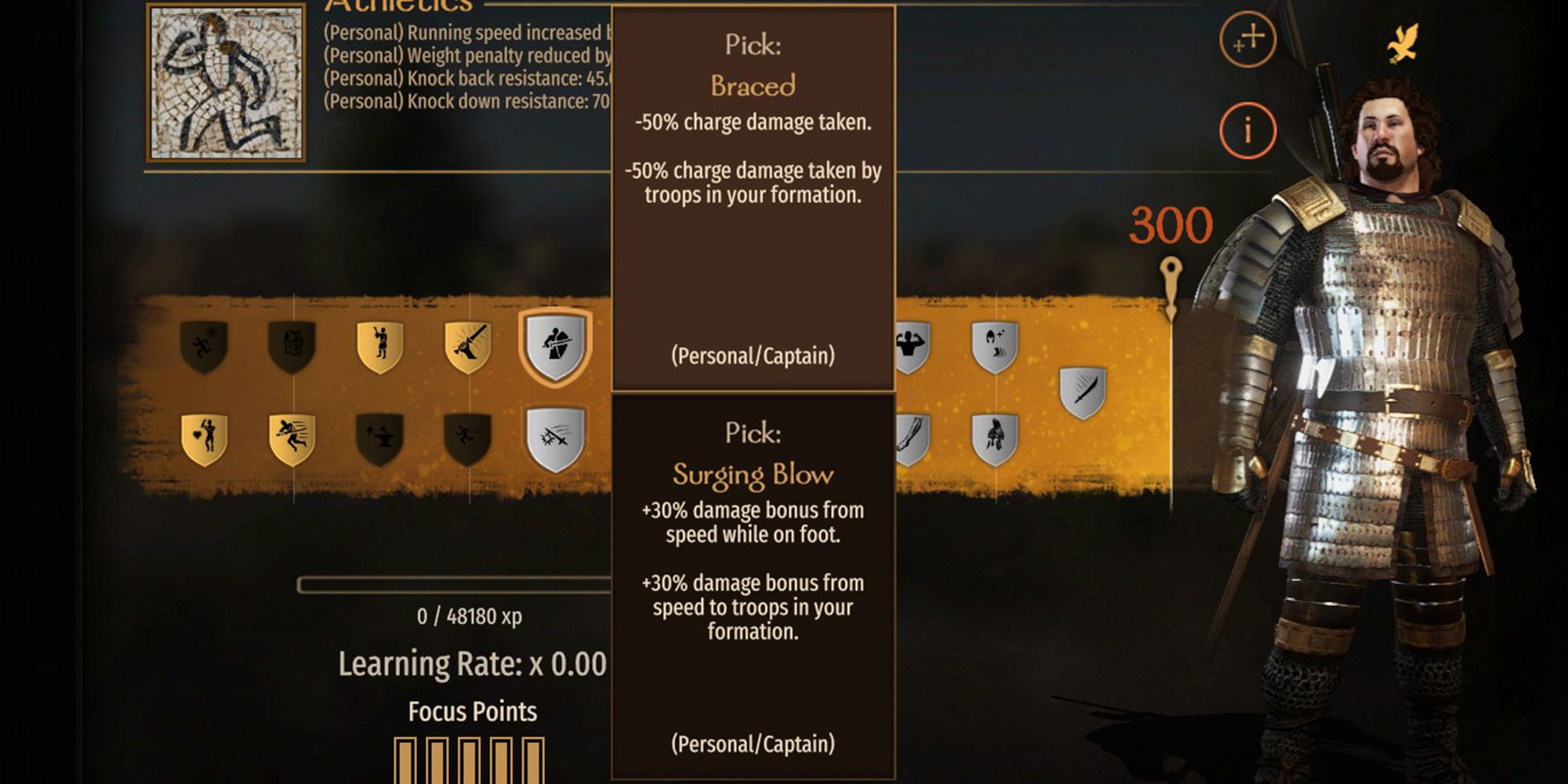 -50% charge damae taken. -50% charge damage taken by troops in your formation.