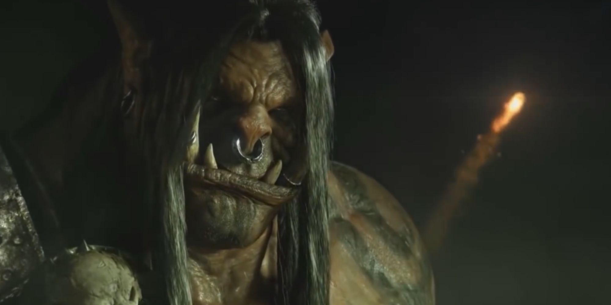 Grom Hellscream looks into the camera during the cinematic trailer for Legion