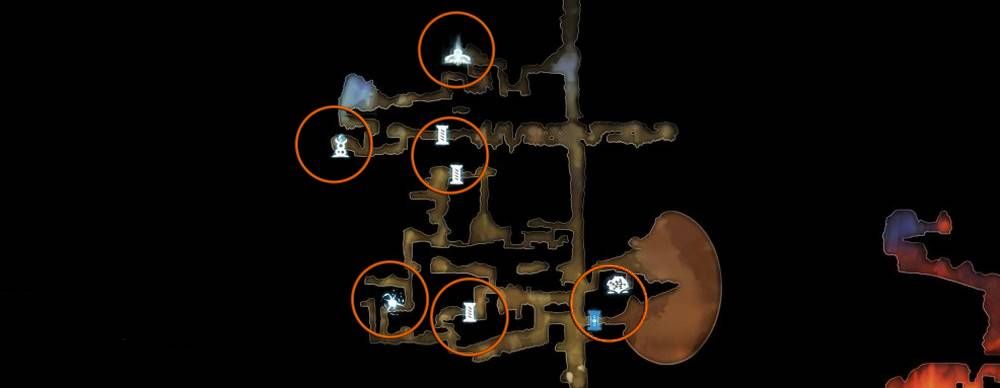 9 sorrow pass overworld map marked with stationary important item locations from ori and the blind  forest for thegamer's complete guide