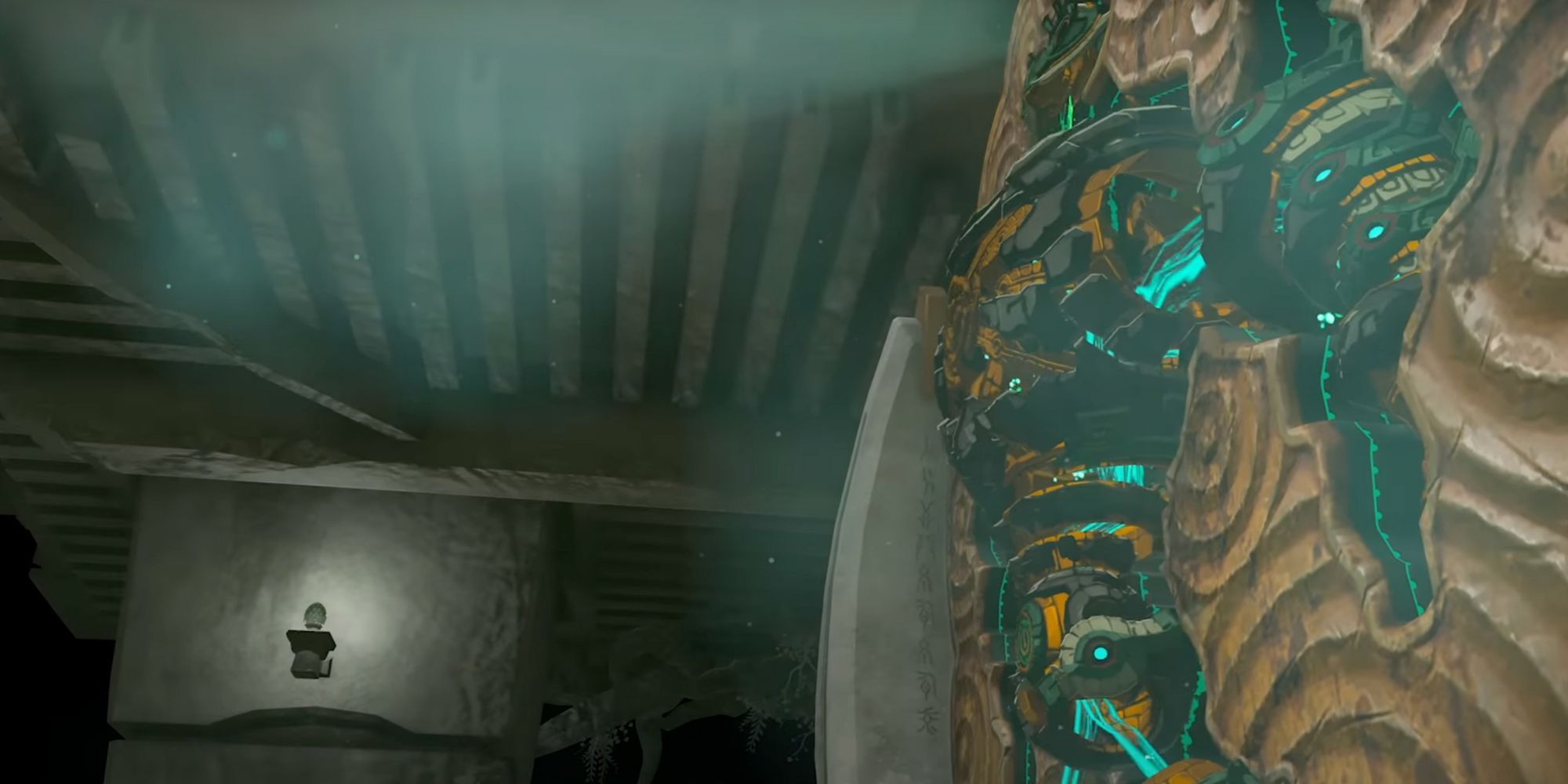 A Giant Mechanized Robot Coming Out Of A Wall