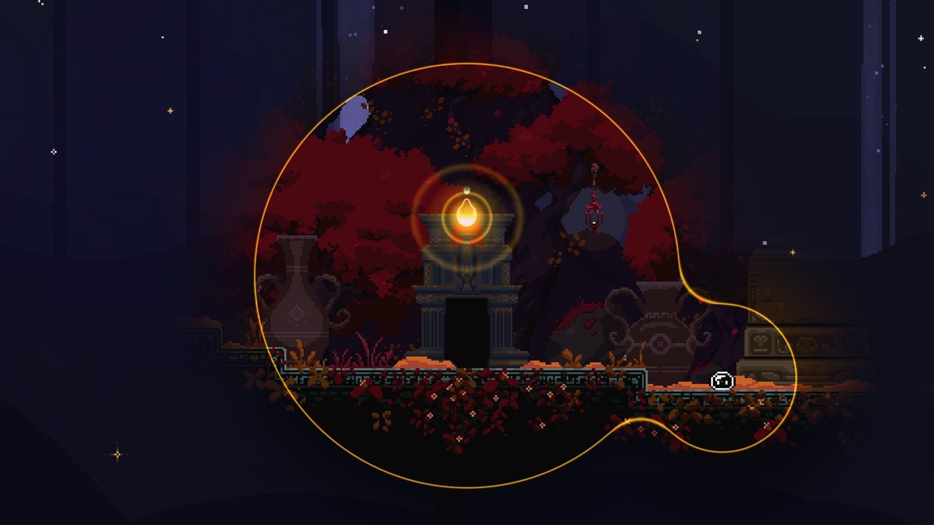 A player blob beside a doorway in KarmaZoo.