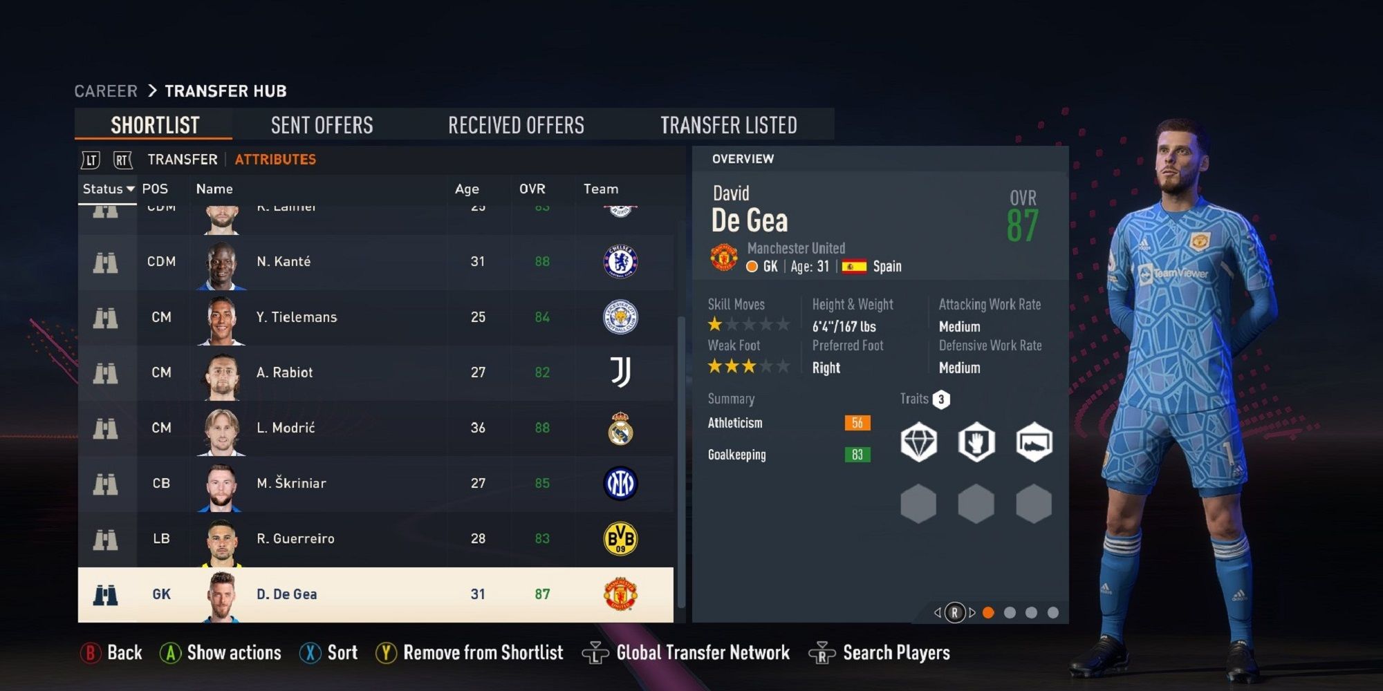 A screenshot of David De Gea in FIFA 23