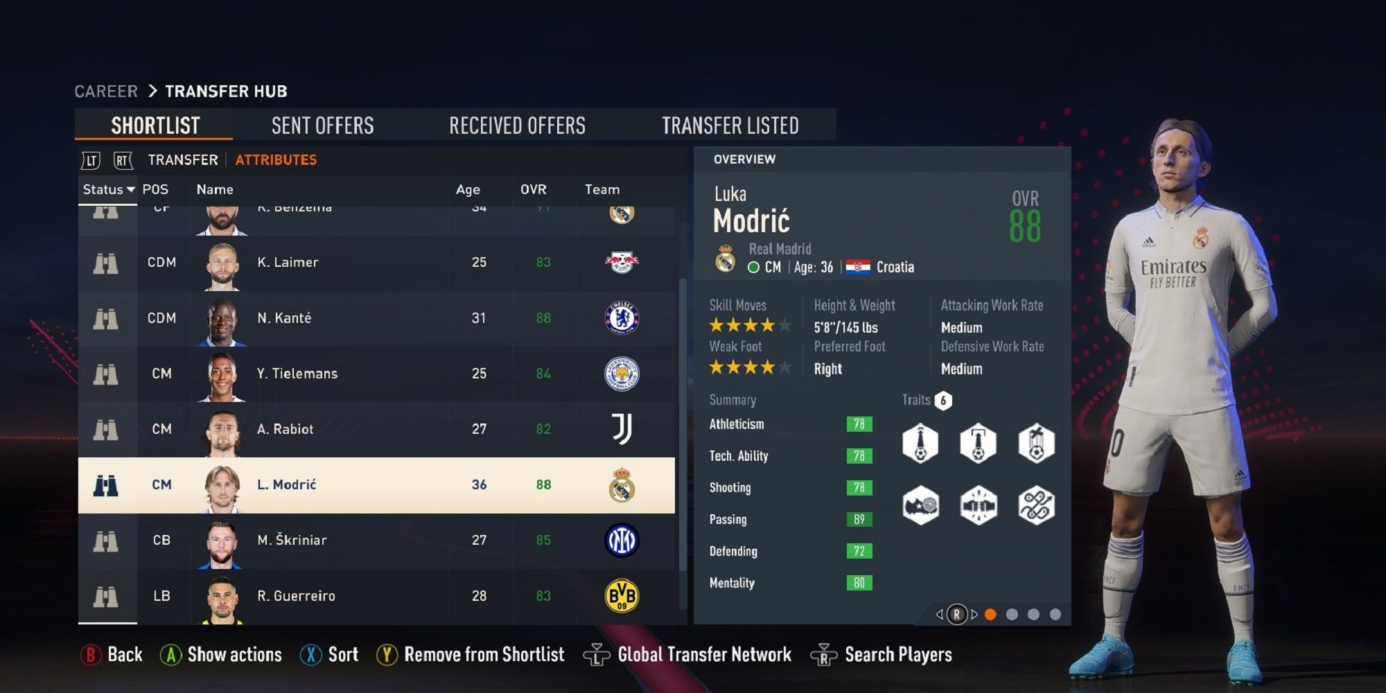 A screenshot of Luka Modrić in FIFA 23