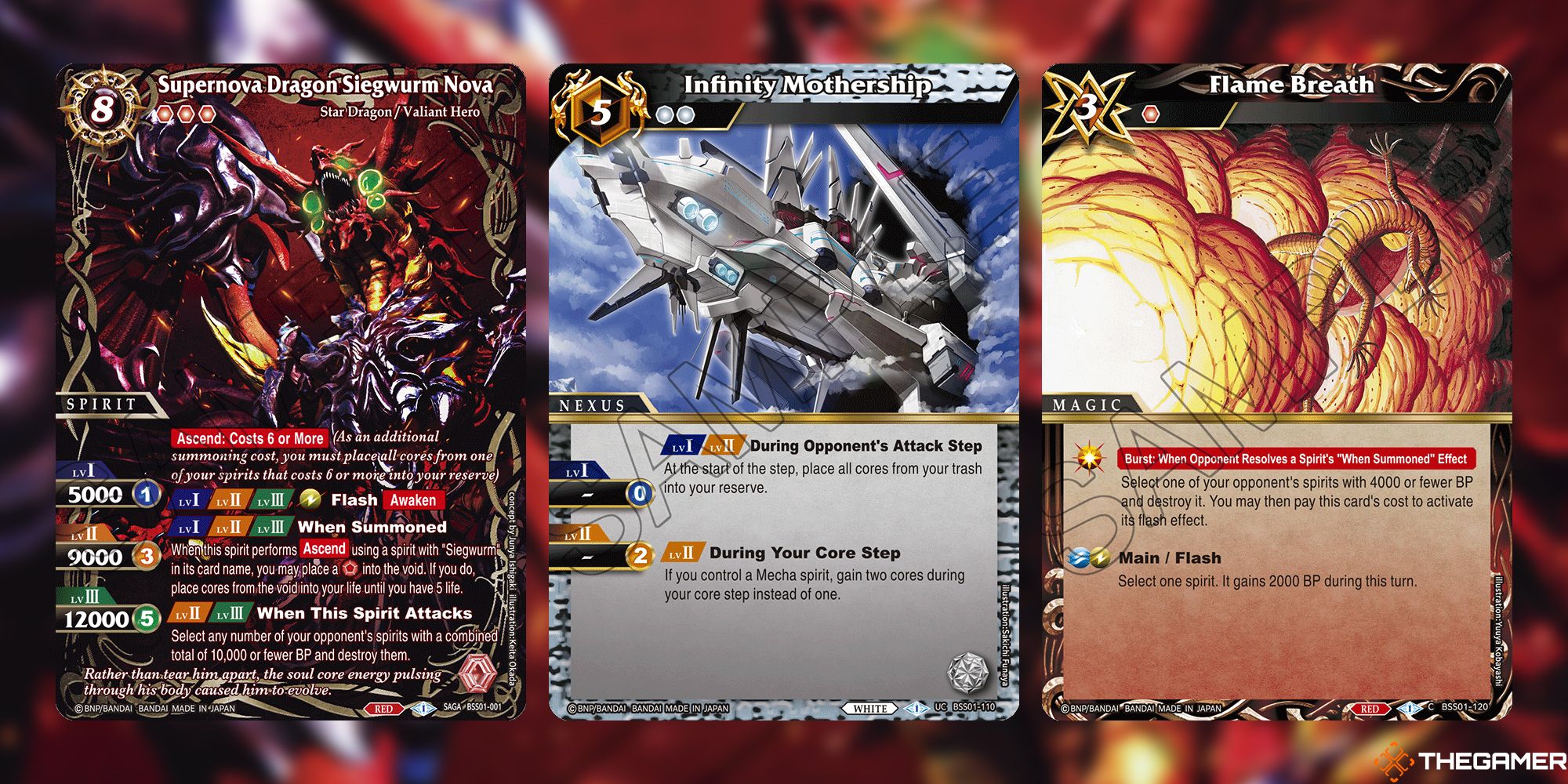 A Spirit, Nexus, and Magic card from Battle Spirits Saga
