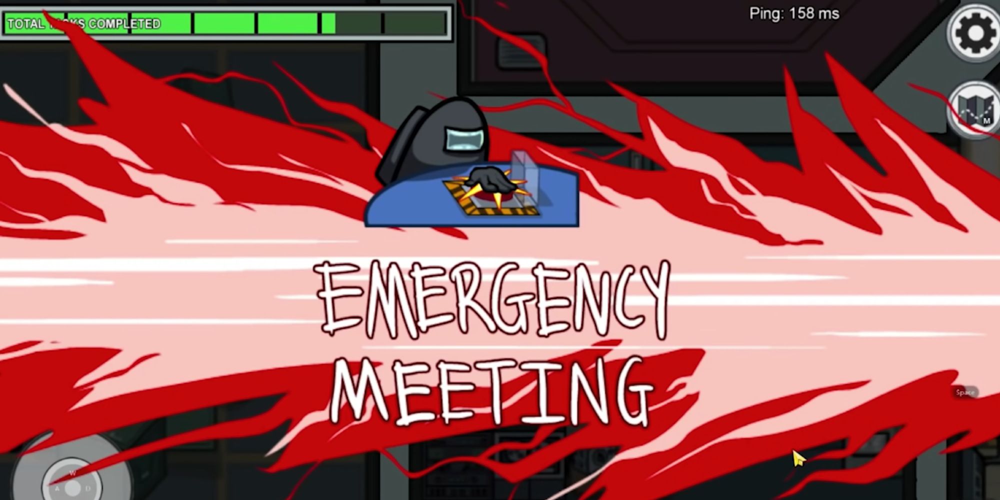 Beginning an emergency meeting in Among Us