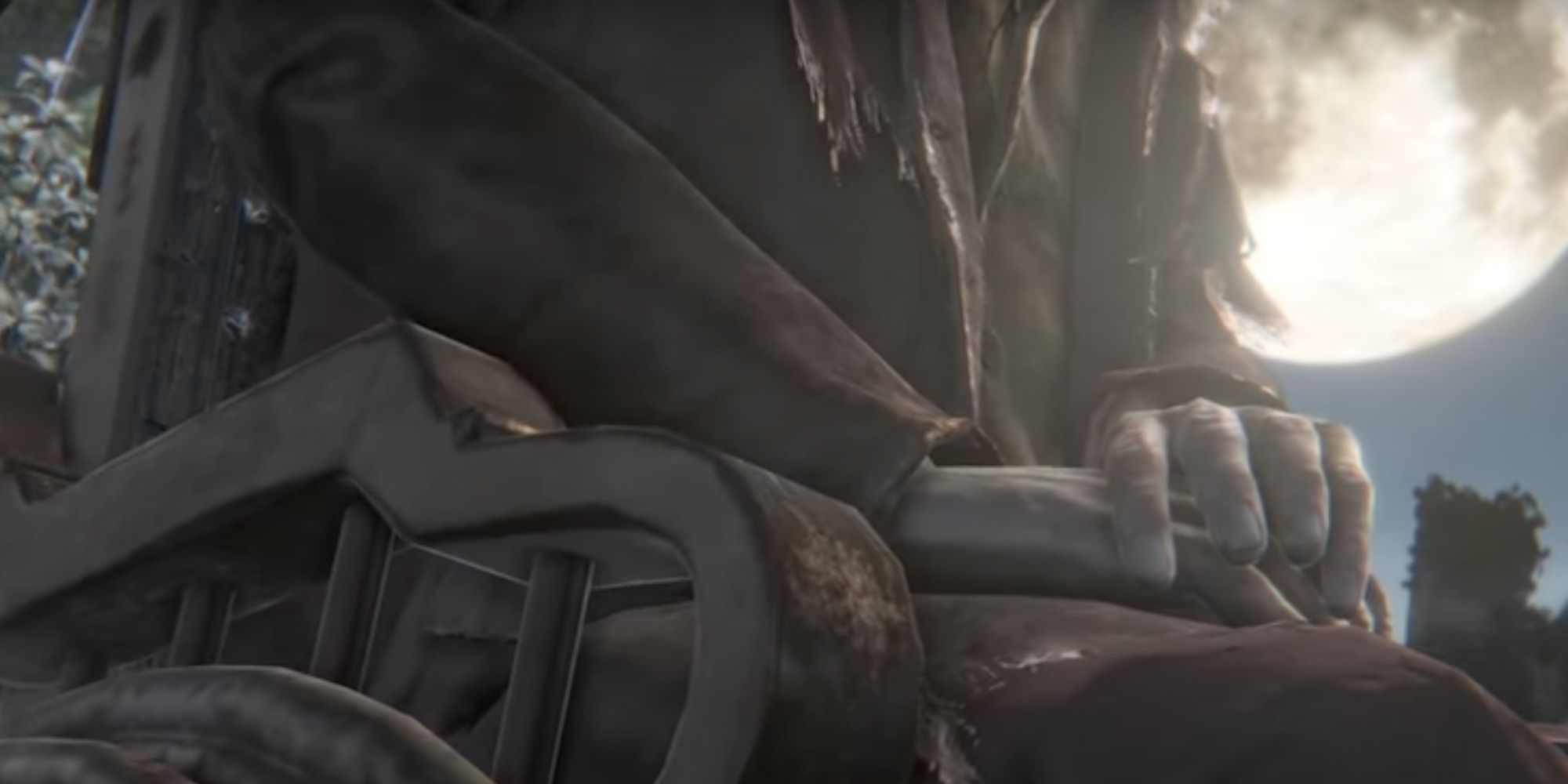Gehrman sitting in a chair under the moonlight in Bloodborne.