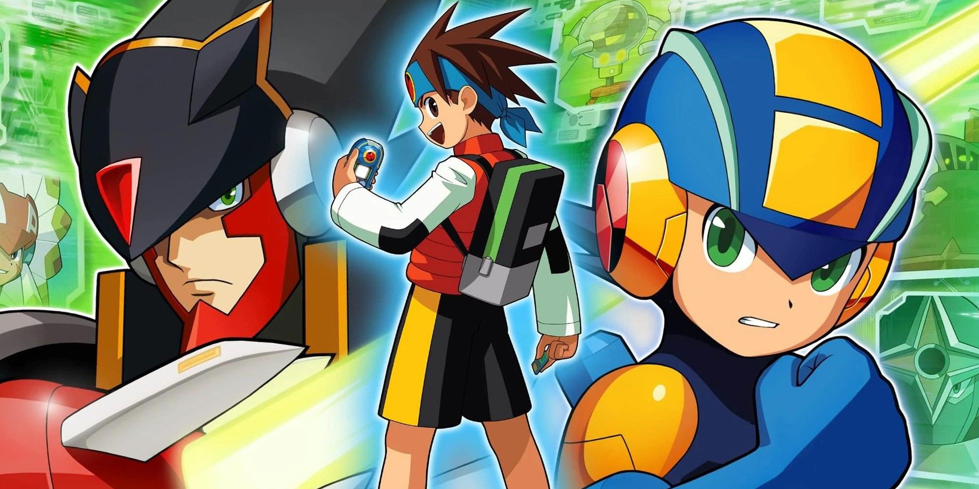 Lan stands between Colonel and Mega Man