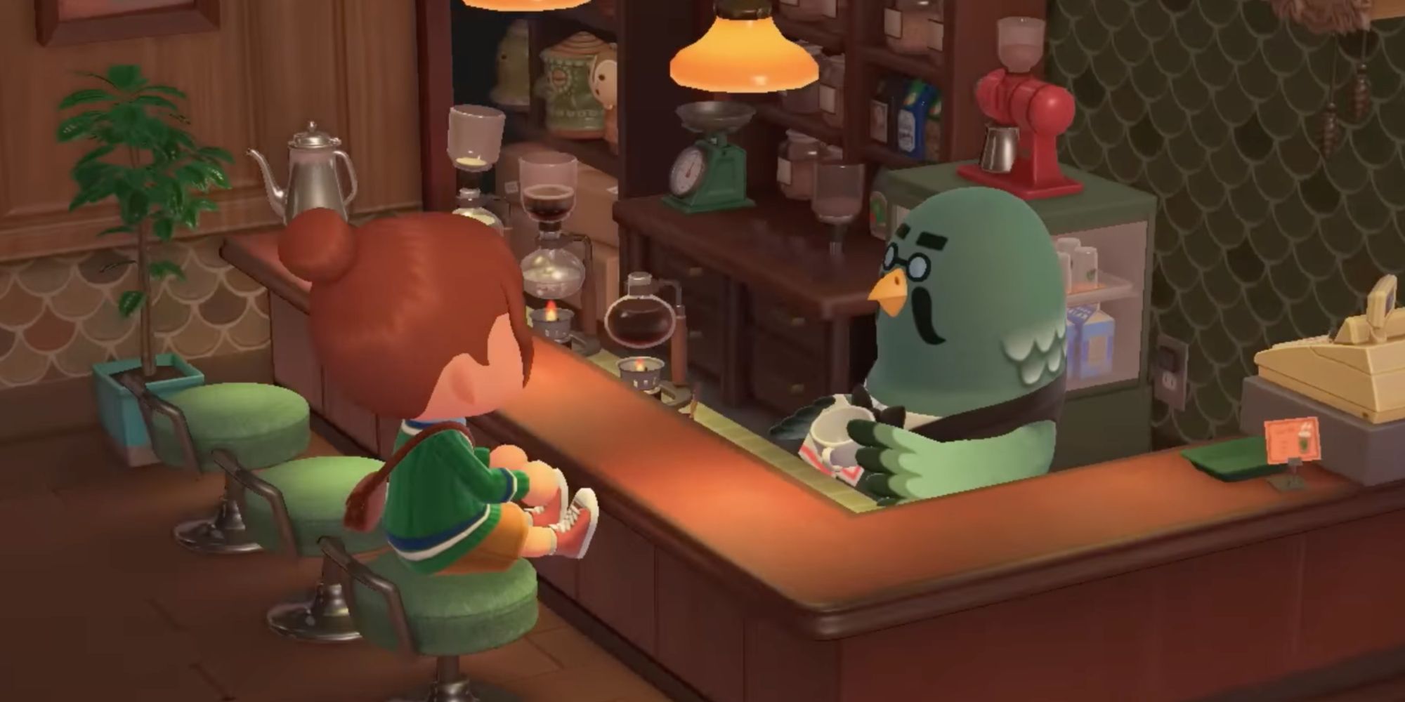 Brewster and Player Character from Animal Crossing: New Horizons